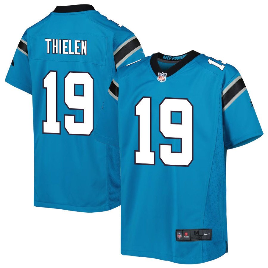 Adam Thielen 19 Carolina Panthers Youth Game Stitched Jersey – Blue