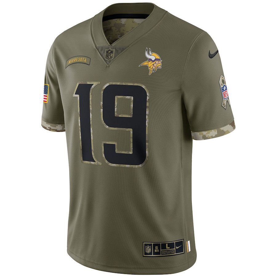 Adam Thielen Minnesota Vikings 2022 Salute To Service Limited Stitched Jersey – Olive