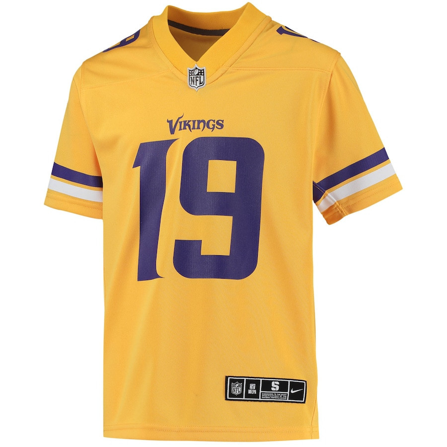 Adam Thielen Minnesota Vikings Youth Inverted Team Game Stitched Jersey – Gold