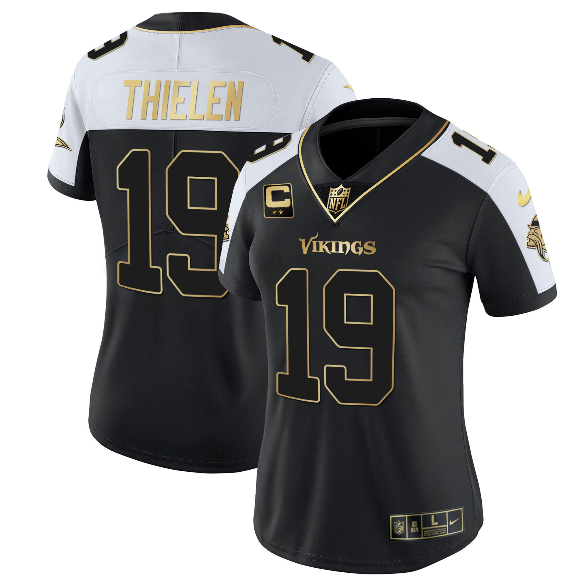 Adam Thielen Women's Minnesota Vikings White Gold & Black Gold Alternate Jersey - All Stitched