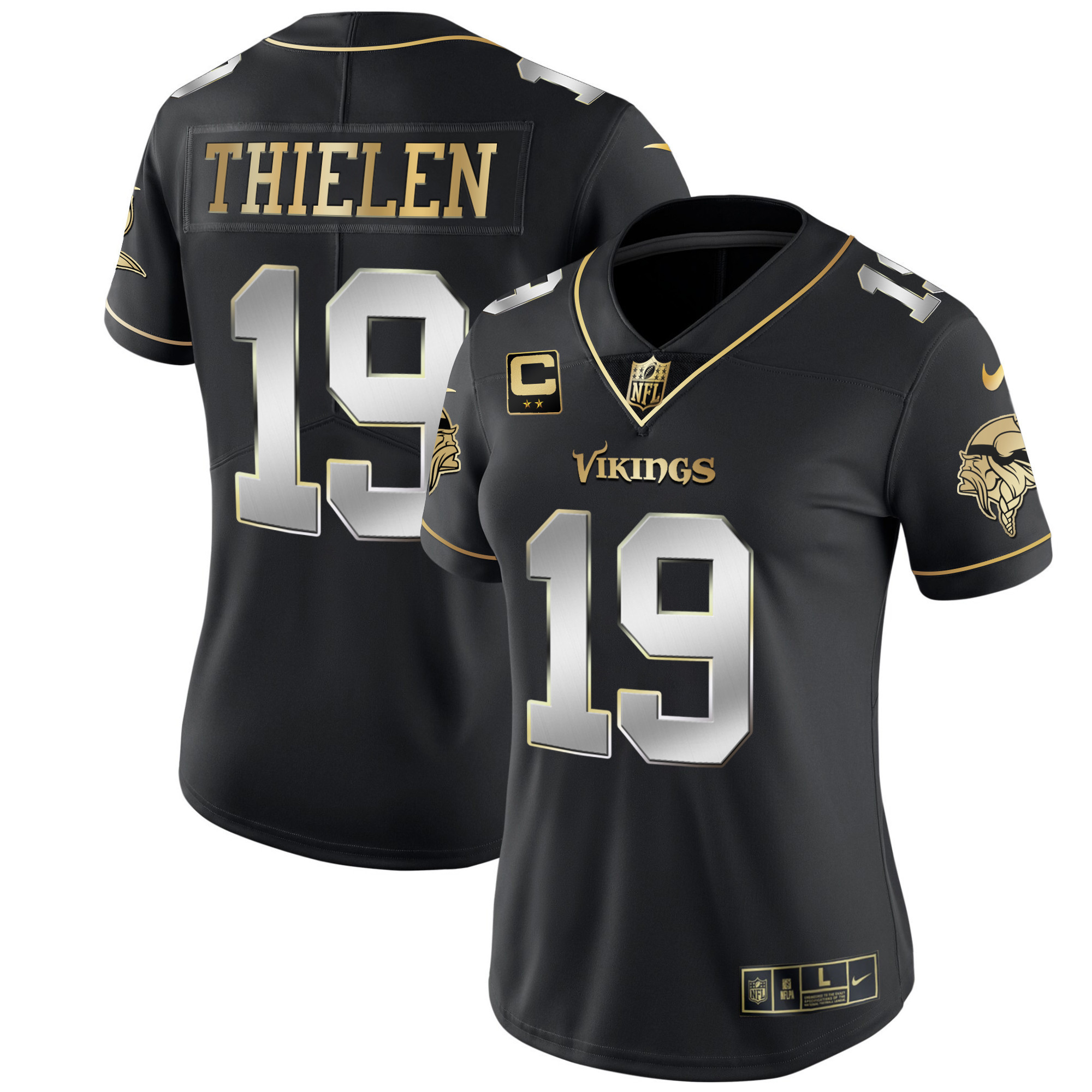 Adam Thielen Women's Minnesota Vikings White Gold & Black Gold Black Limited Jersey - All Stitched