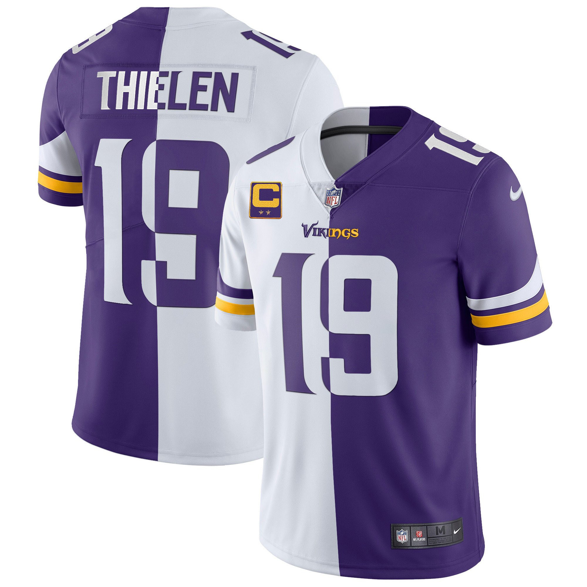 Adam Thielen Youth's Minnesota Vikings White Gold & Black Gold Split Jersey - All Stitched
