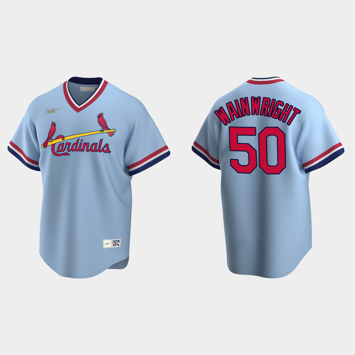 Adam Wainwright #50 St. Louis Cardinals Cooperstown Collection Road Jersey – Light Blue