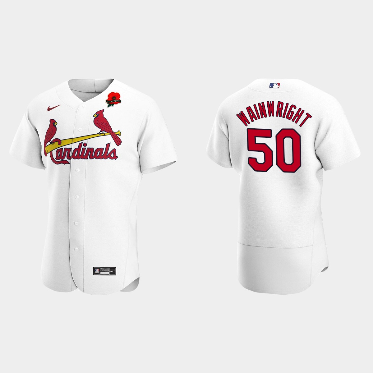 Adam Wainwright St. Louis Cardinals 2022 Memorial Day Poppy Patch Jersey – White