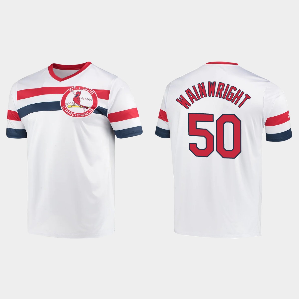 Adam Wainwright St. Louis Cardinals Cooperstown Collection V-Neck Jersey – White