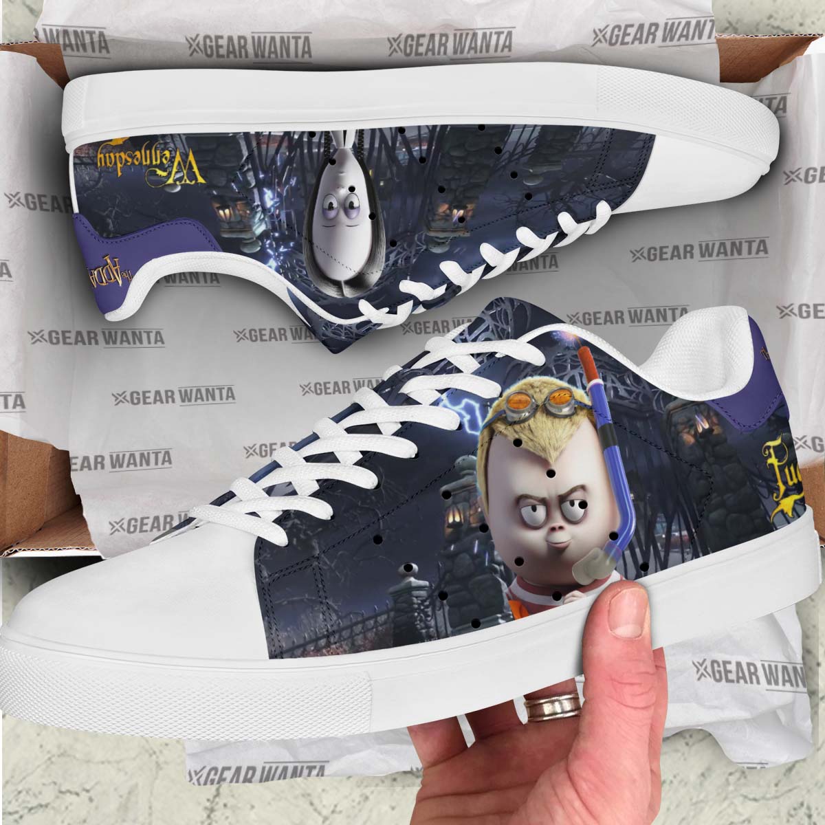 Addams Family Pugsley and Wennesday Skate Shoes Custom