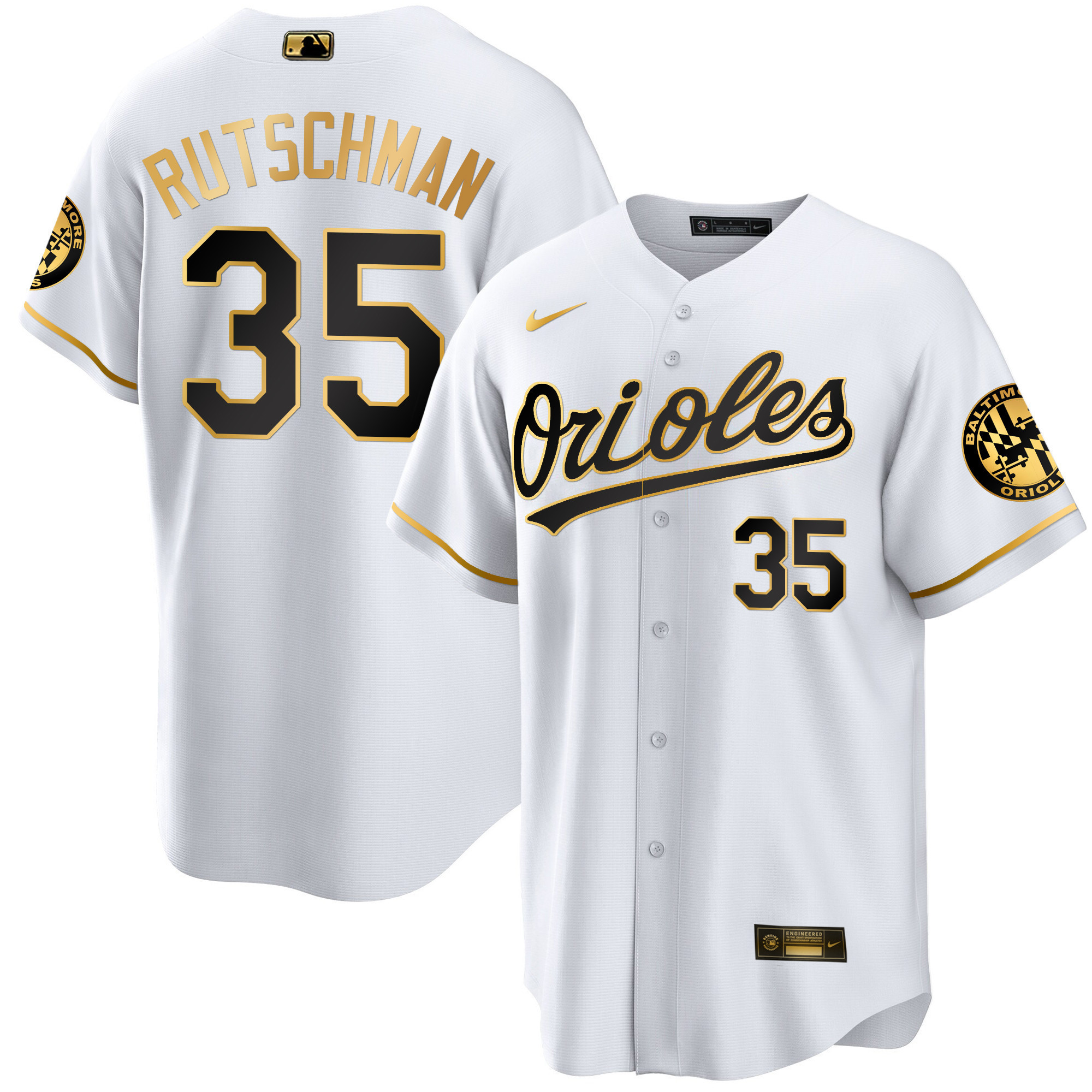 Adley Rutschman Men’s Baltimore Orioles 2023 Special Gold Cool White Gold Jersey - All Stitched