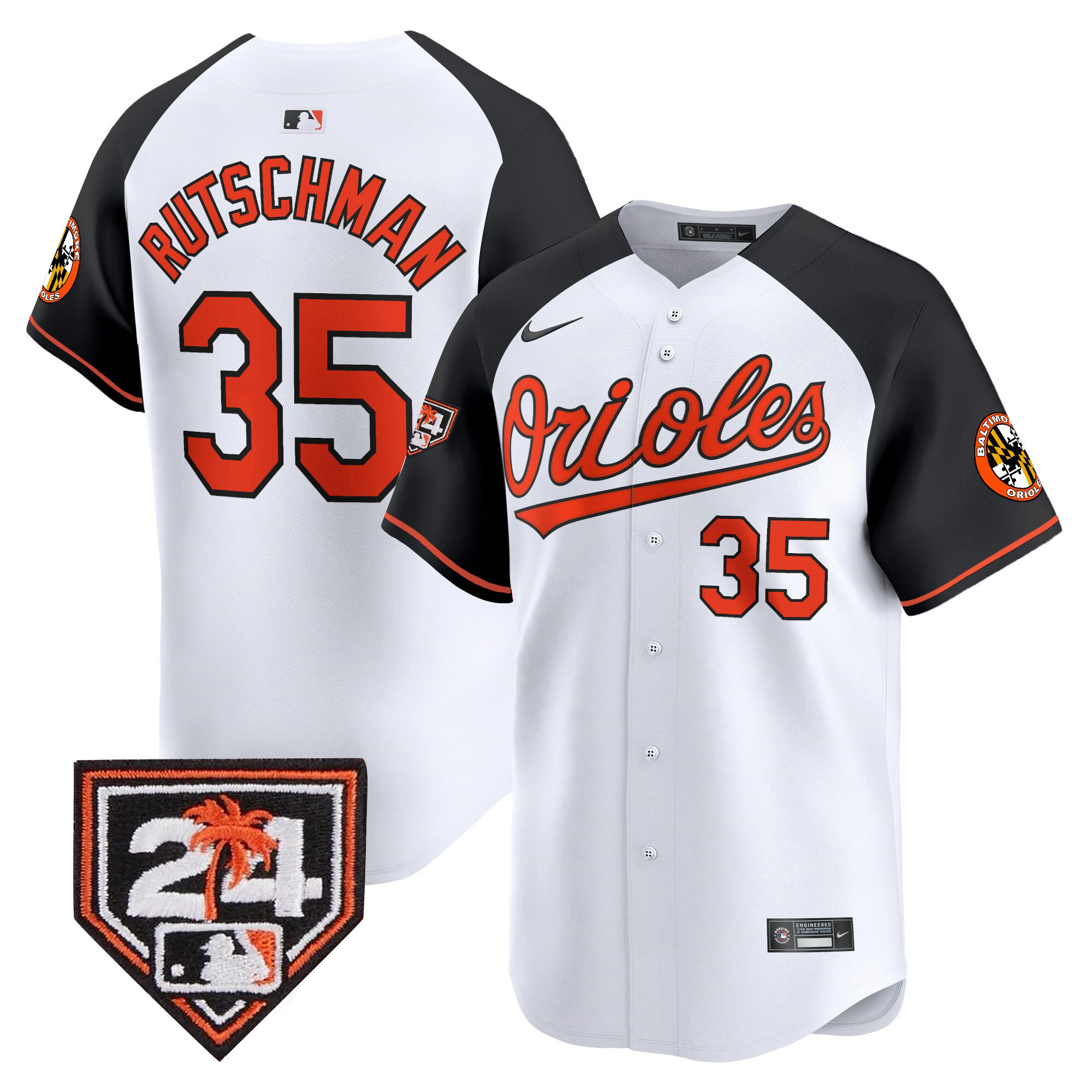 Adley Rutschman Men's Baltimore Orioles 2024 Spring Training Patch Vapor Premier Limited White Alternate Jersey - All Stitched