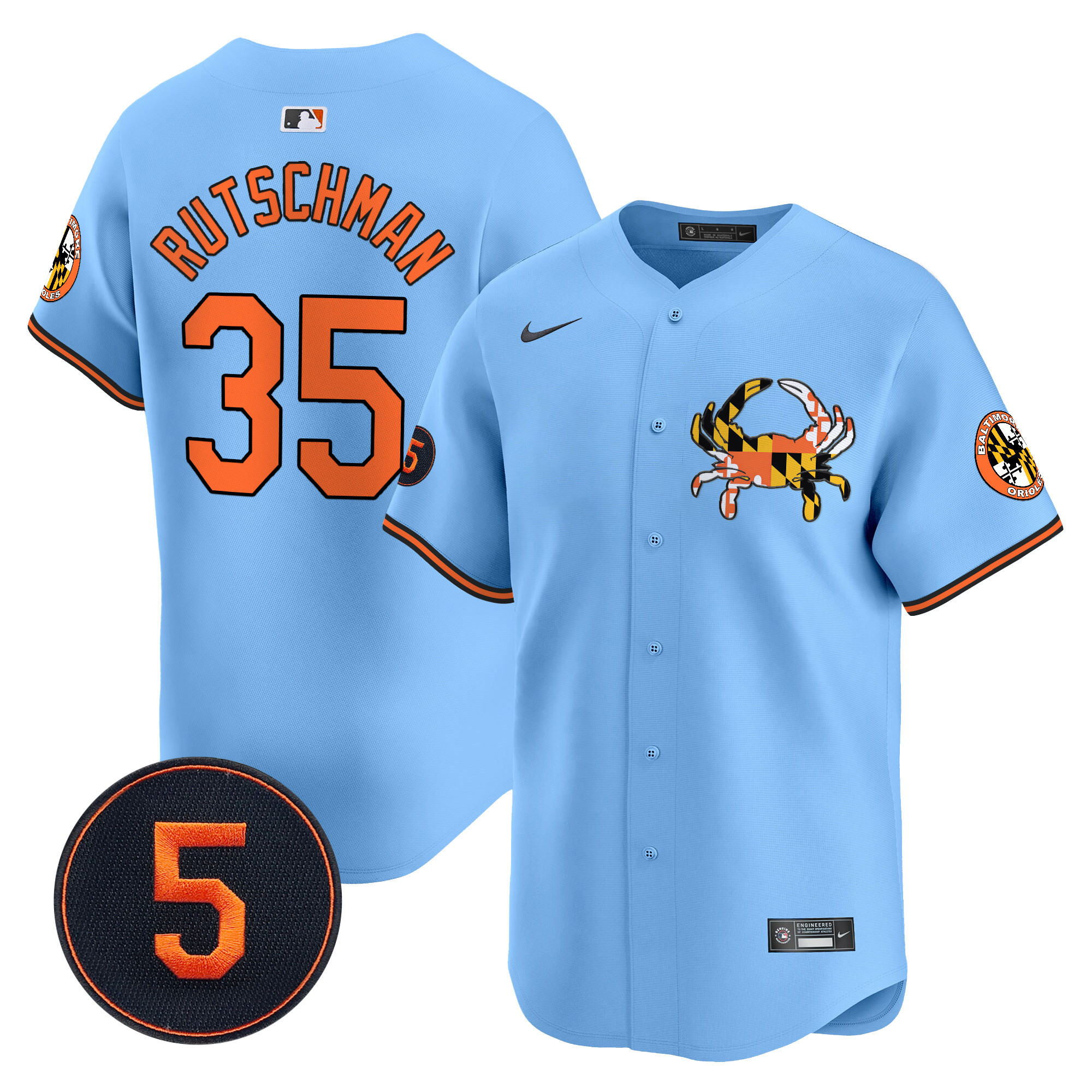 Adley RutschmanUnisex Baltimore Orioles Robinson Patch Vapor Premier Limited Light Blue Jersey V3 - All Stitched