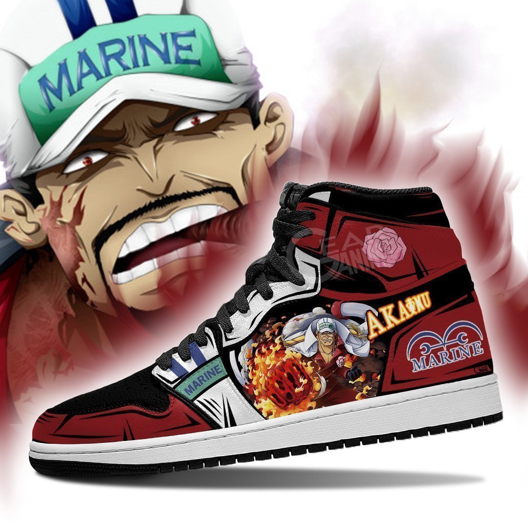 Admiral Sakazuki Akainu JD1s Sneakers Anime One Piece Shoes, Air Jordan Hightop