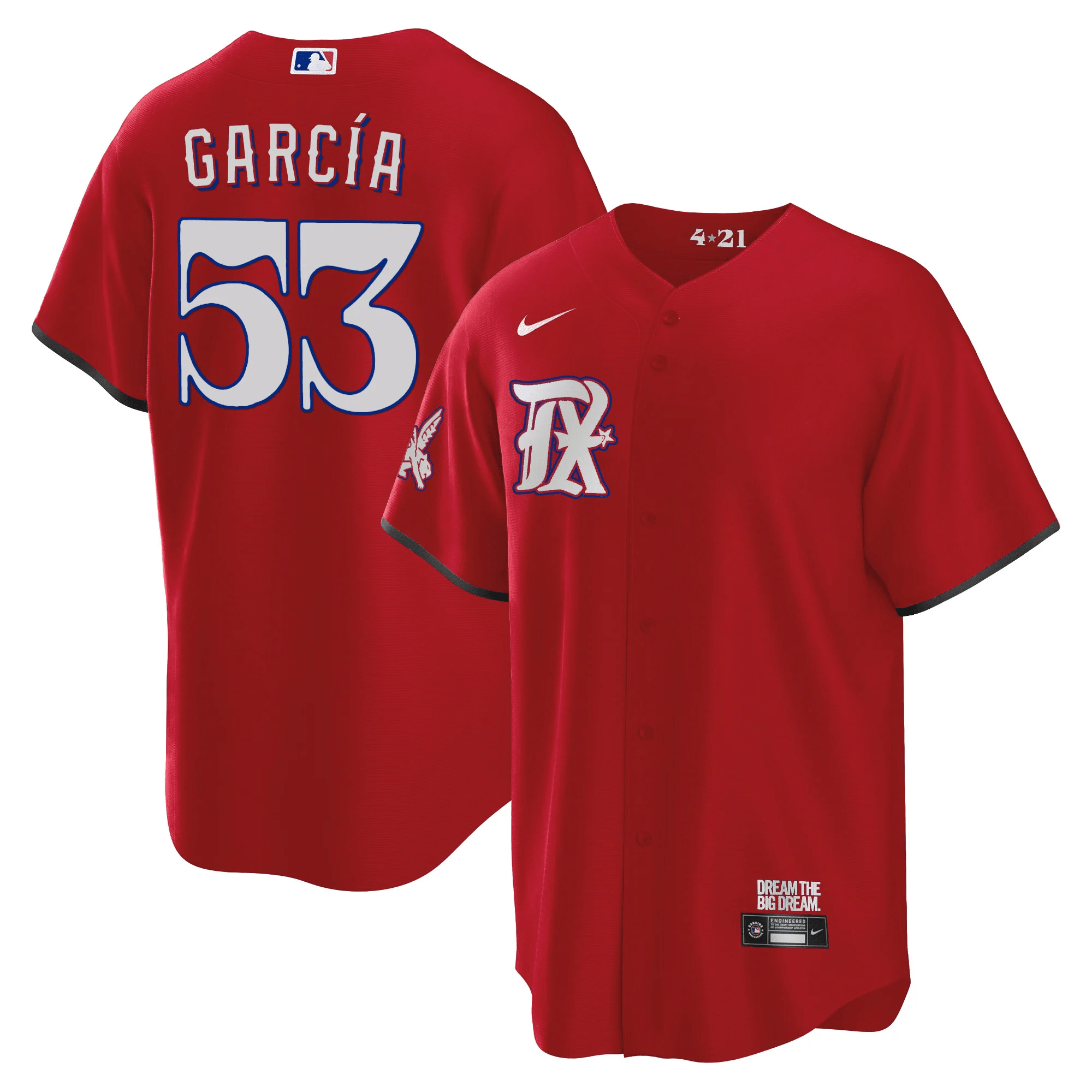 Adolis Garcia Men's Texas Rangers 2023 City Connect Collection V3 Cool Red Jersey - All Stitched