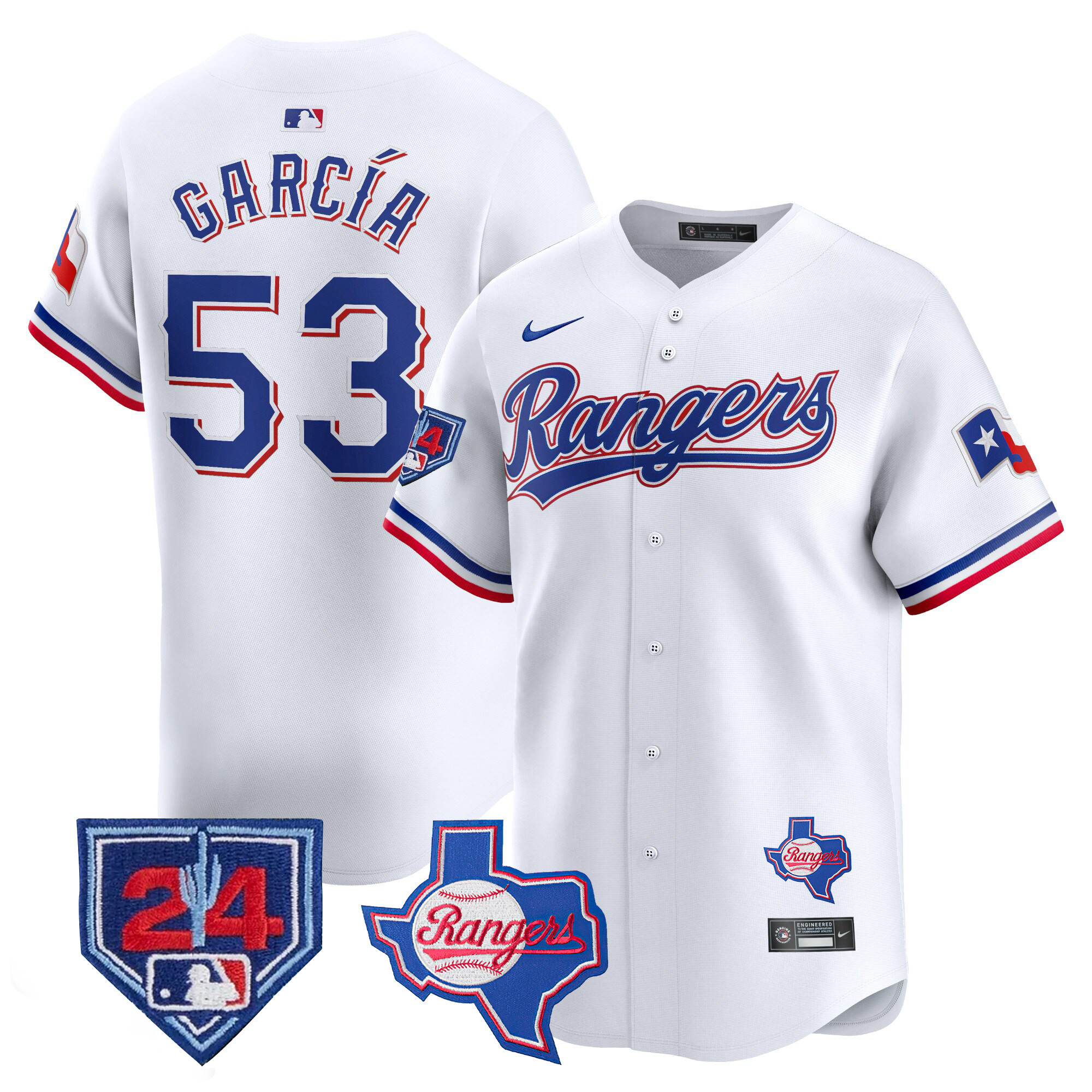 Adolis Garcia Men's Texas Rangers 2024 Spring Training Patch Vapor Premier Limited White Jersey - All Stitched