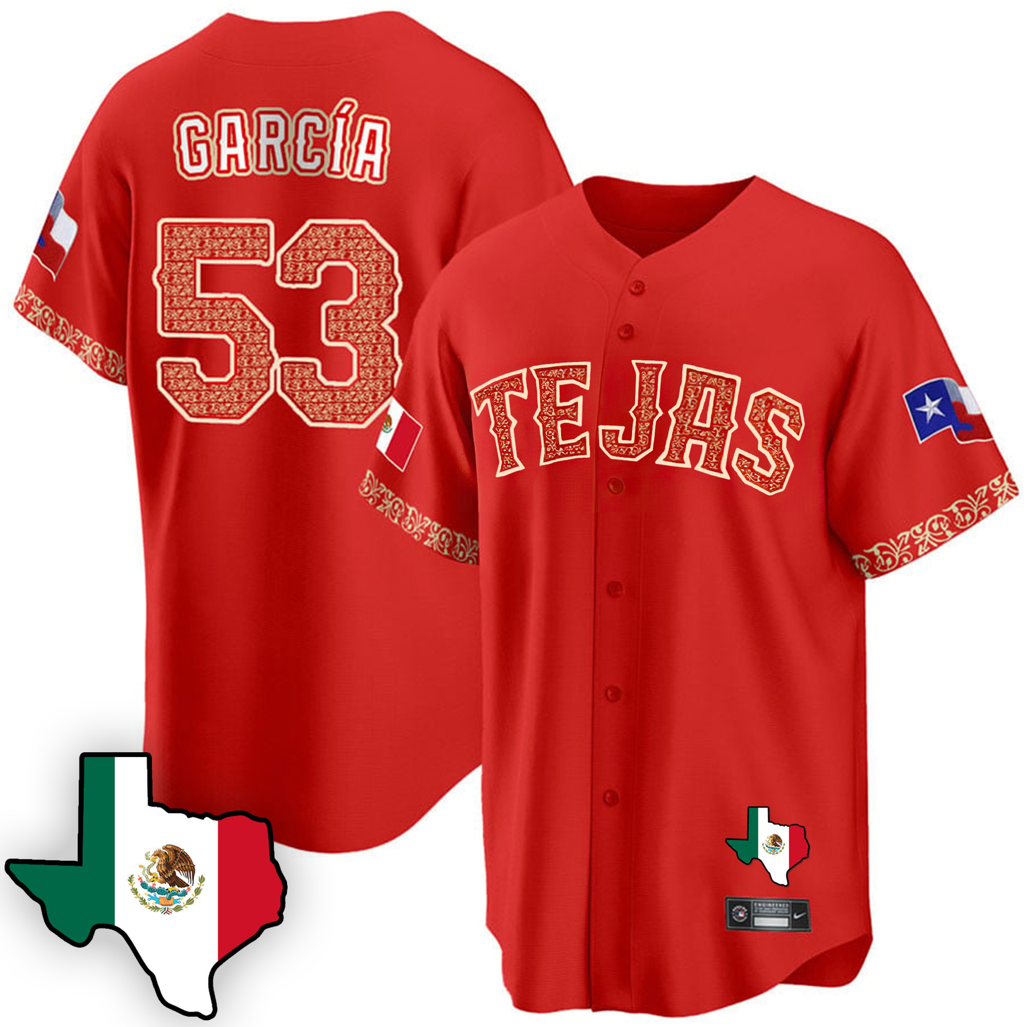 Adolis Garcia Men's Texas Rangers Mexican Cool Base V3 Red Jersey - All Stitched