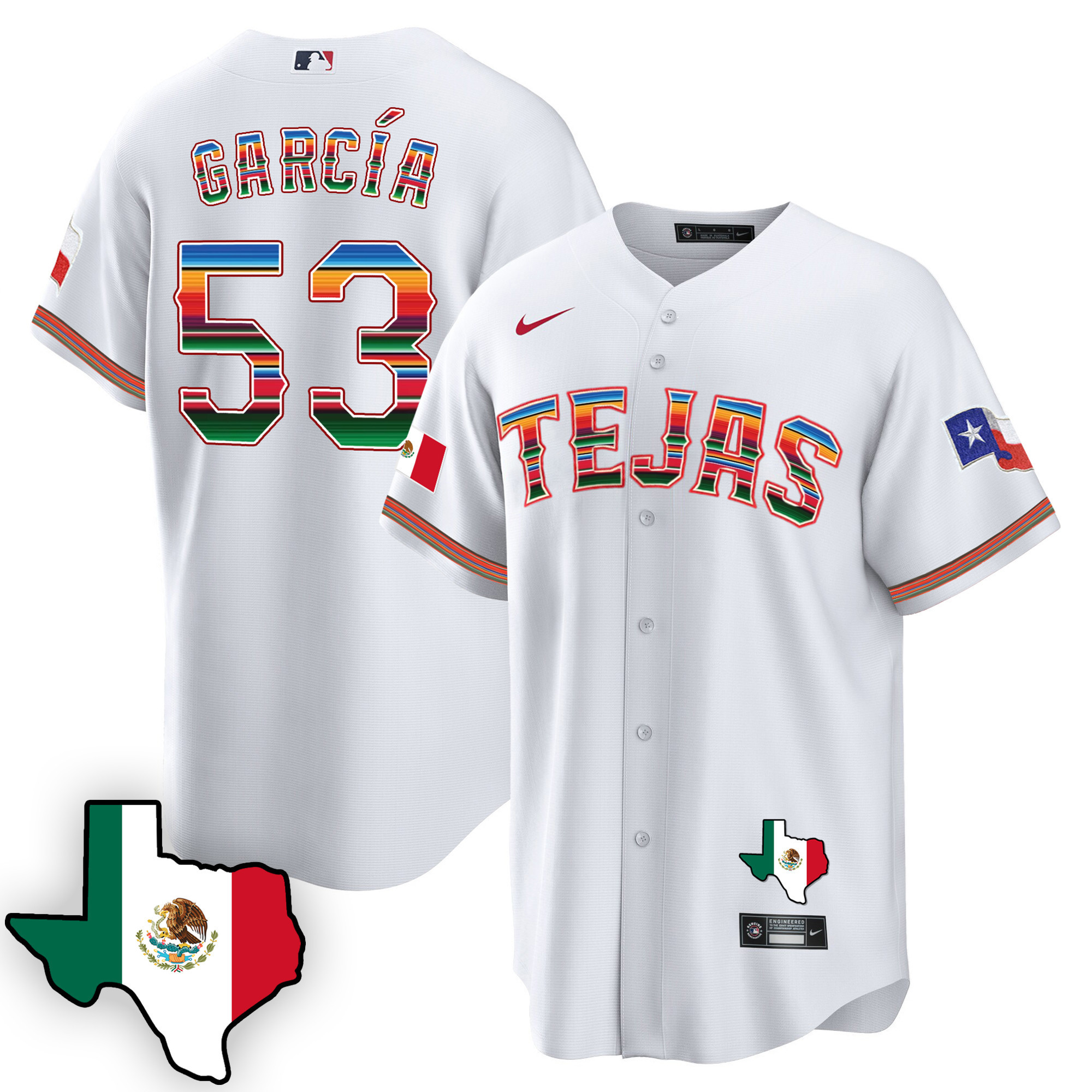Adolis Garcia Men's Texas Rangers Mexican Cool Base V3 White Jersey - All Stitched