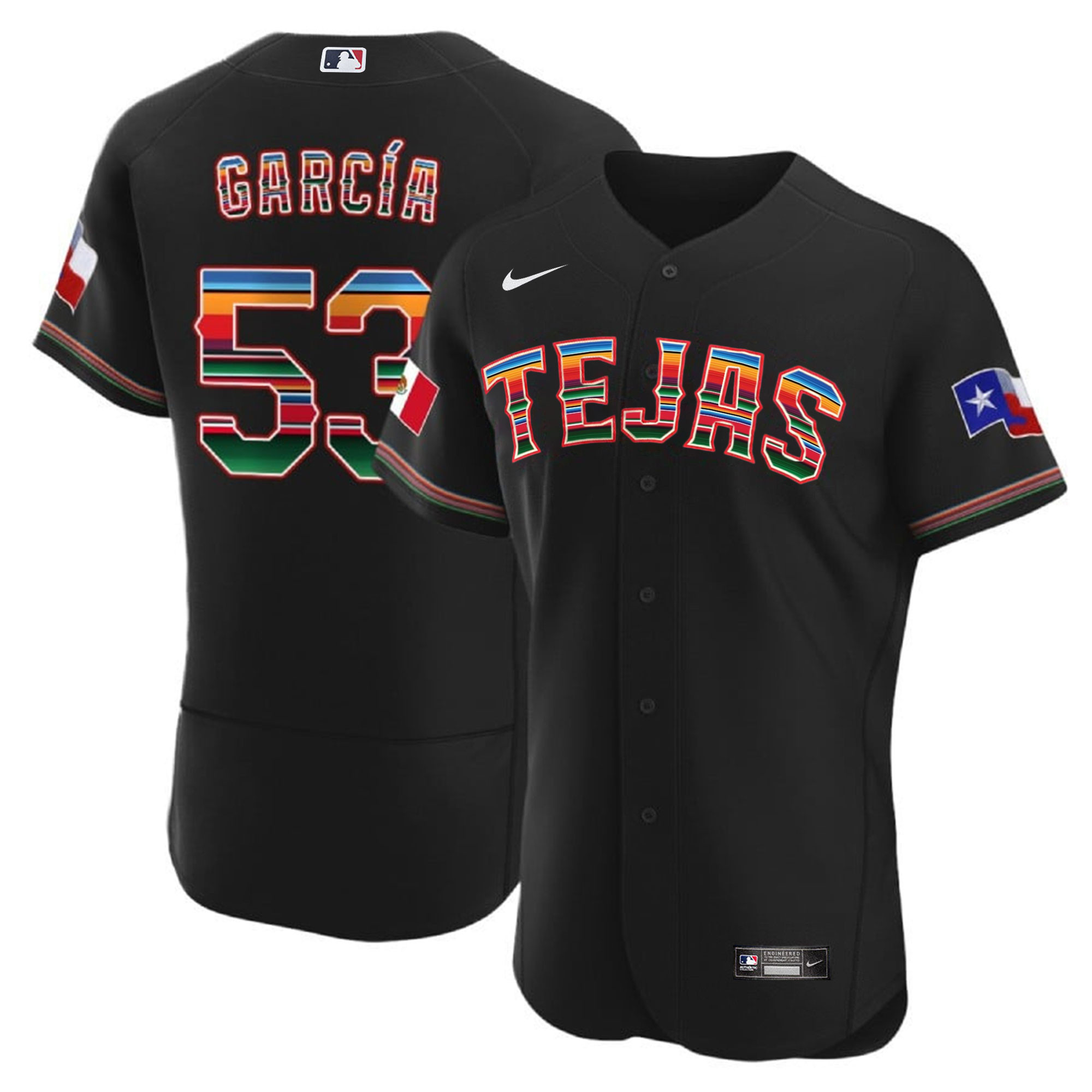 Adolis Garcia Men's Texas Rangers Mexican Flex Base Black Jersey - All Stitched