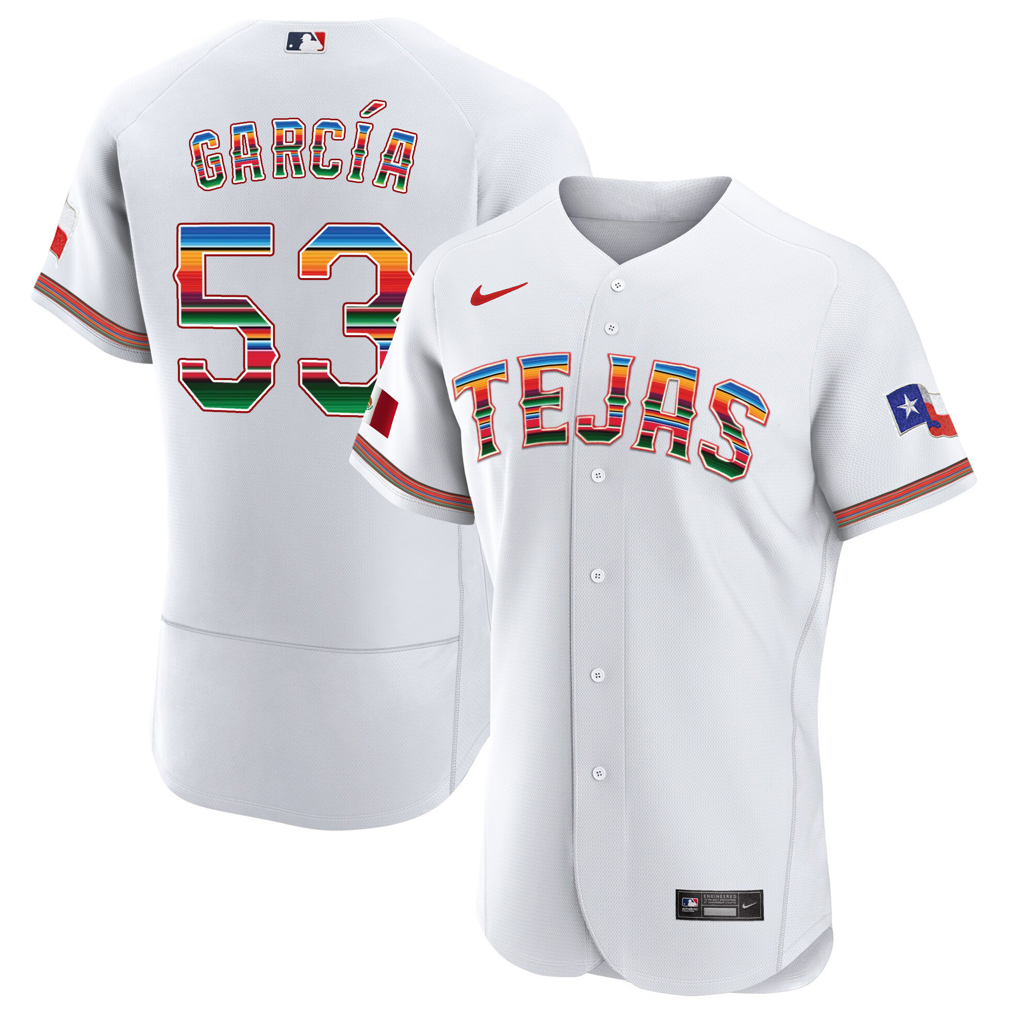Adolis Garcia Men's Texas Rangers Mexican Flex Base White Jersey - All Stitched