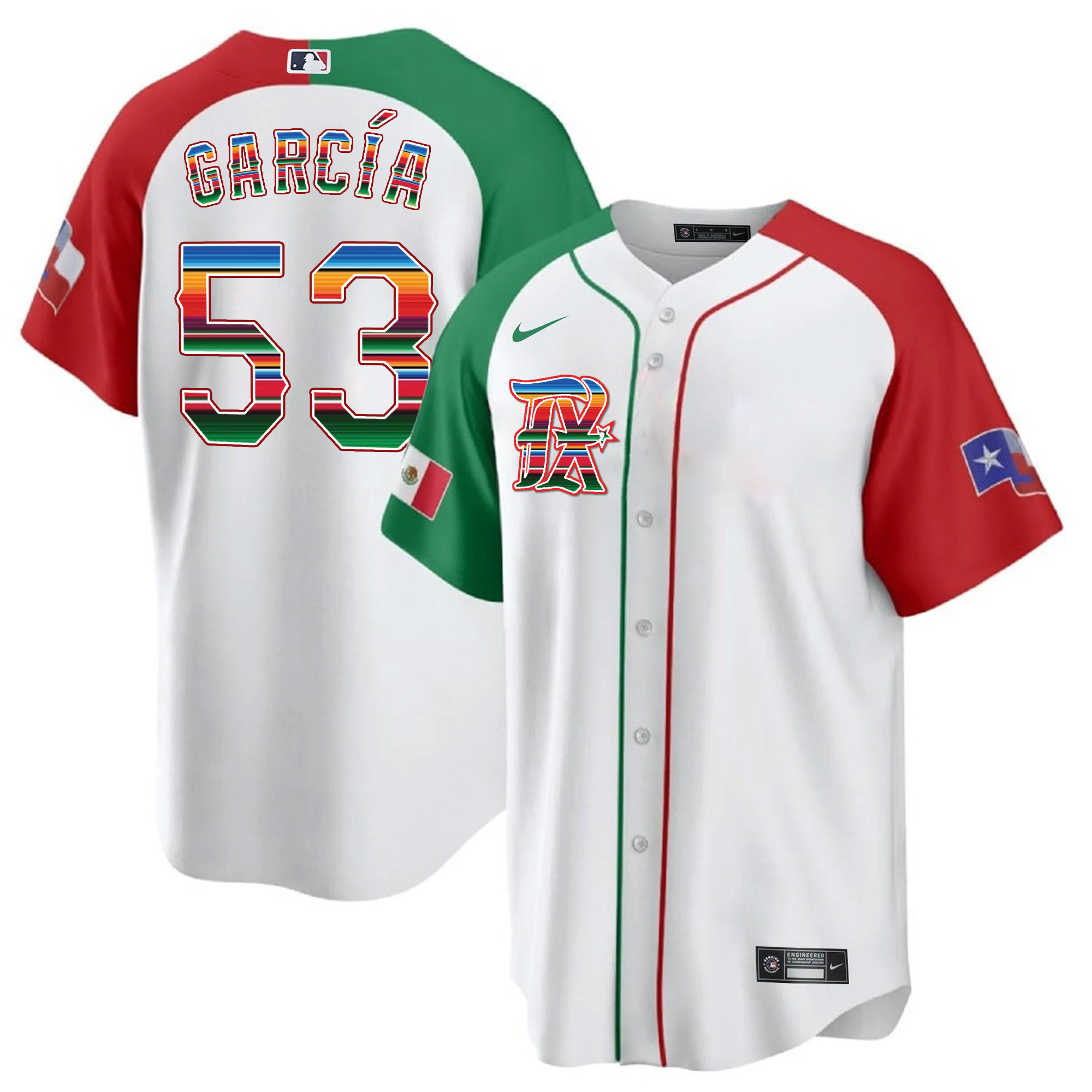 Adolis Garcia Men's Texas Rangers Mexican Heritage Night Cool Base - City Connect Alternate Jersey - All Stitched