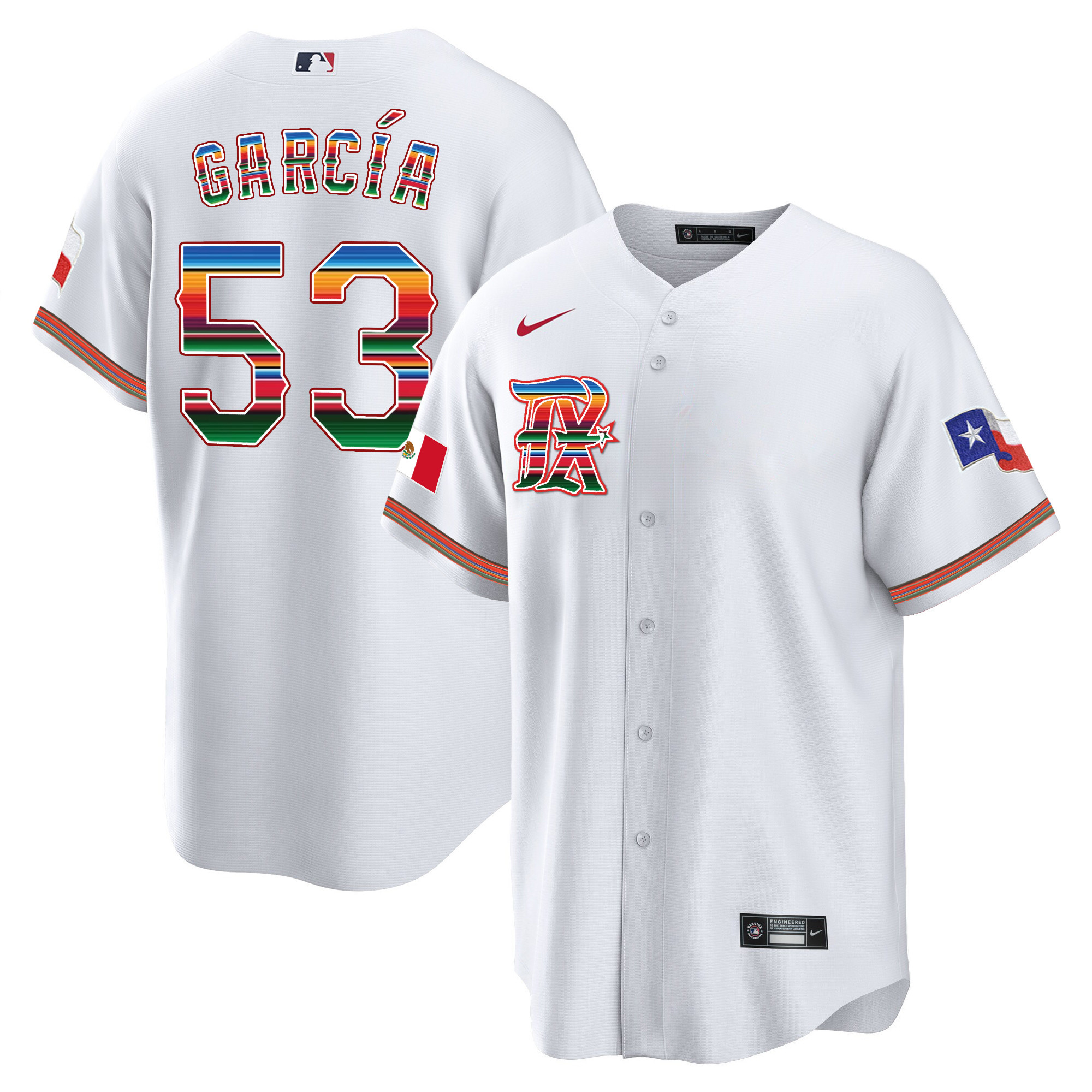 Adolis Garcia Men's Texas Rangers Mexican Heritage Night Cool Base - City Connect White Jersey - All Stitched