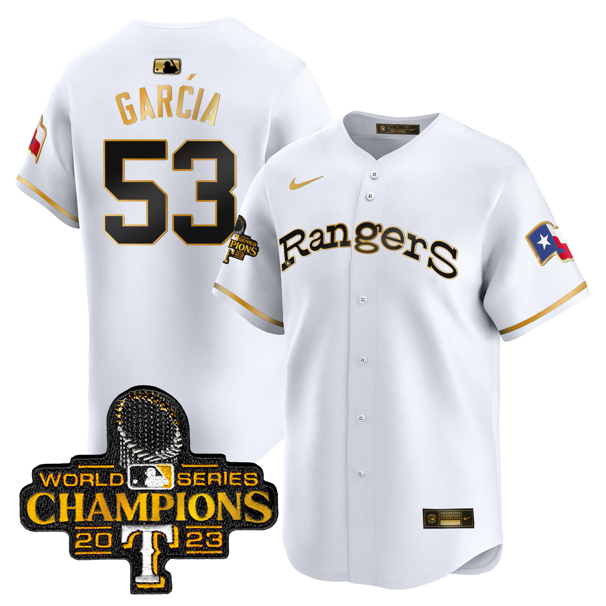 Adolis Garcia Men's Texas Rangers Throwback 1972 Vapor Premier Limited White Gold Jersey - All Stitched