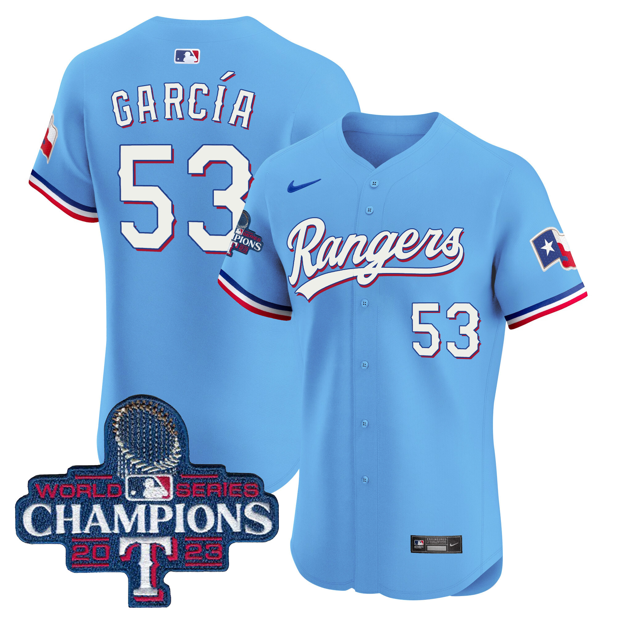 Adolis Garcia Men's Texas Rangers World Series Champions Vapor Premier Elite Blue Jersey - All Stitched