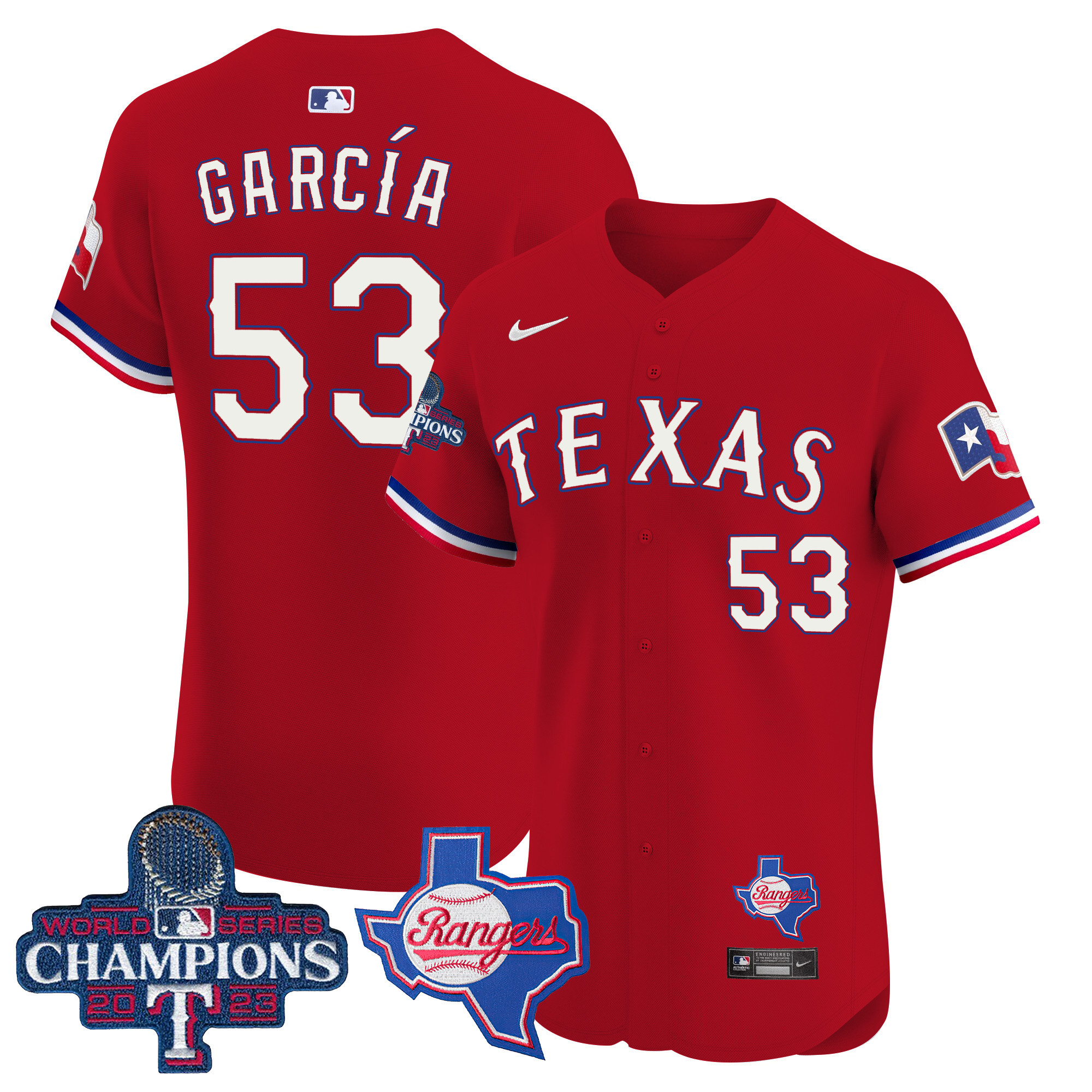 Adolis Garcia Men's Texas Rangers World Series Champions Vapor Premier Elite V2 Red Jersey - All Stitched
