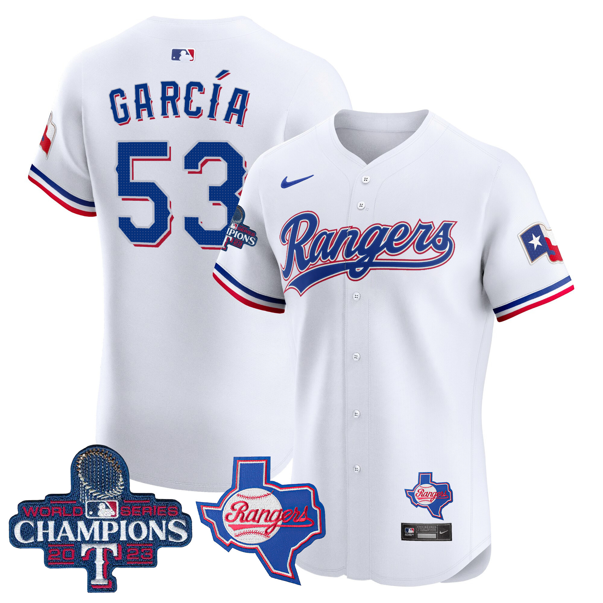 Adolis Garcia Men's Texas Rangers World Series Champions Vapor Premier Elite V2 White Jersey - All Stitched