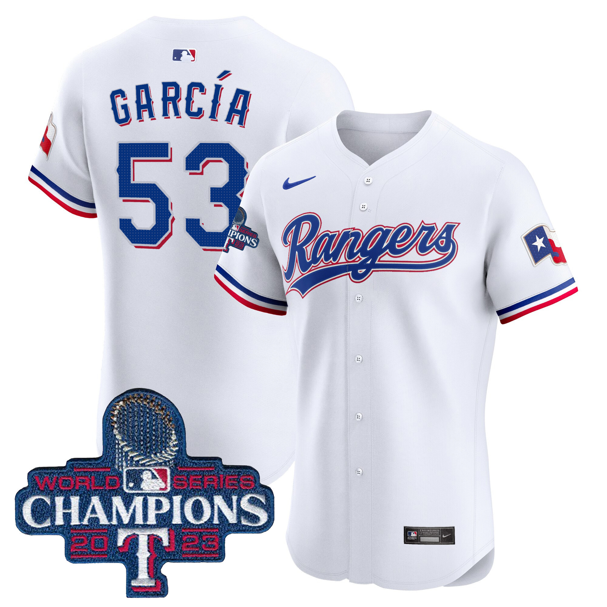 Adolis Garcia Men's Texas Rangers World Series Champions Vapor Premier Elite White Jersey - All Stitched