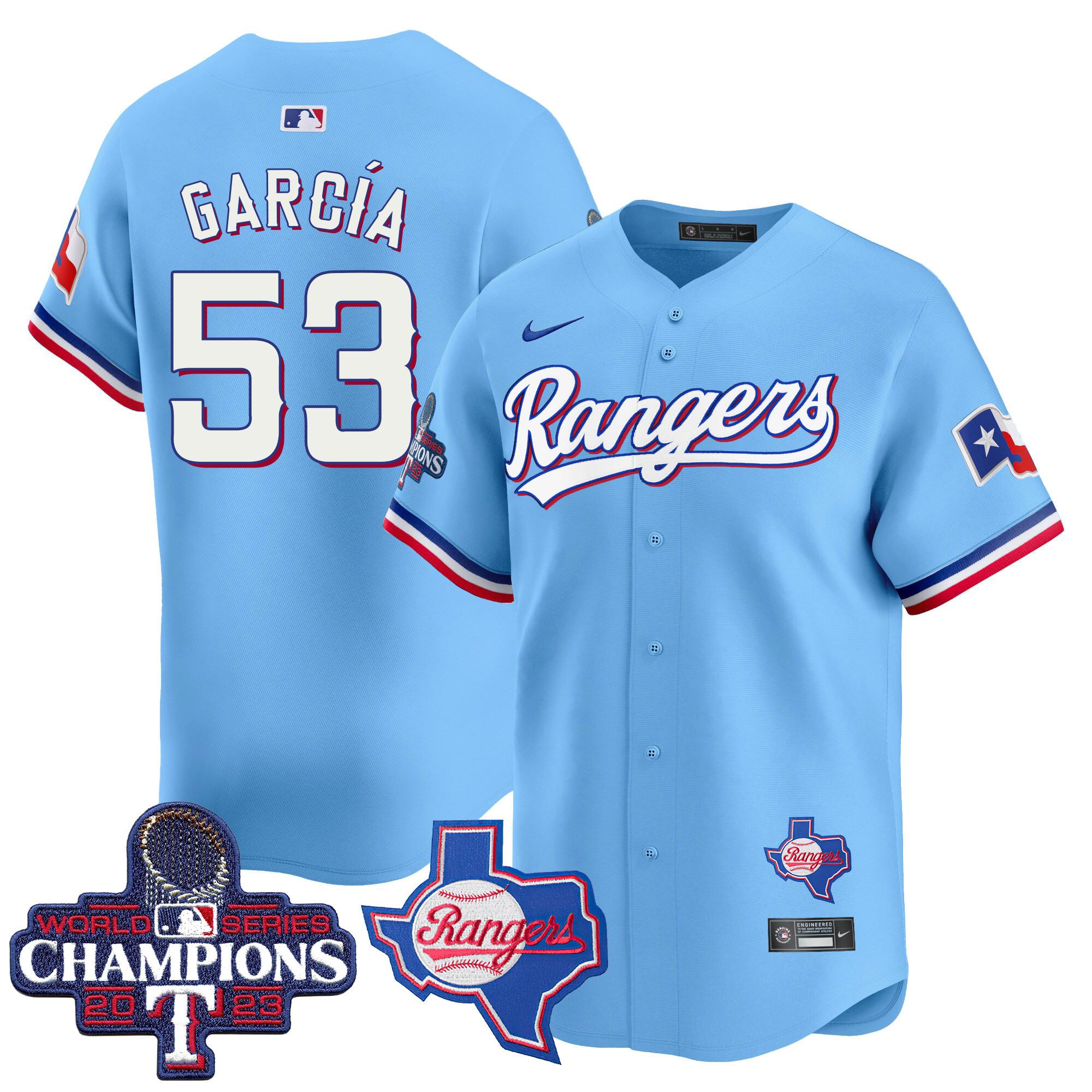 Adolis Garcia Men's Texas Rangers World Series Champions Vapor Premier Limited V2 Blue Jersey - All Stitched