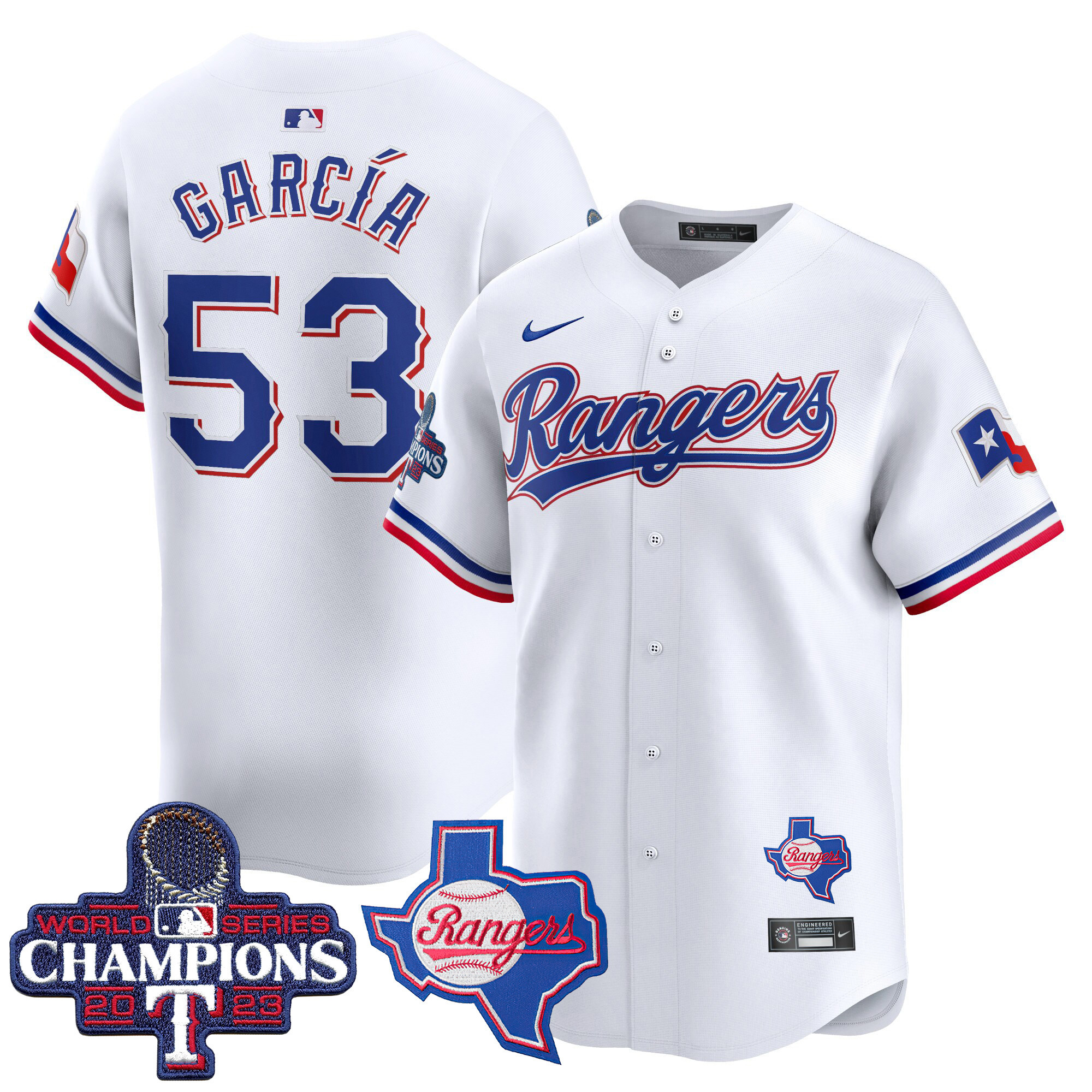 Adolis Garcia Men's Texas Rangers World Series Champions Vapor Premier Limited V2 White Jersey - All Stitched