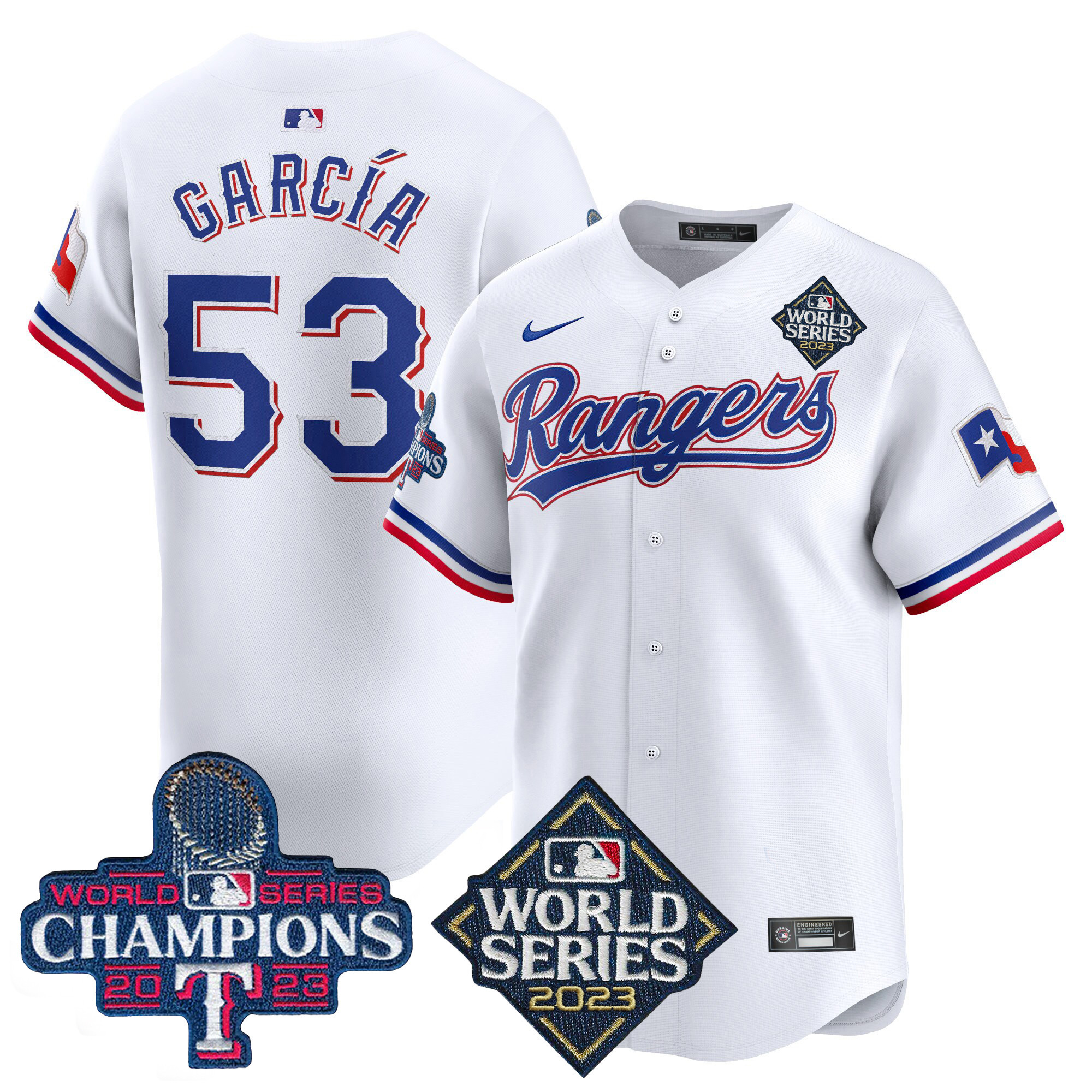 Adolis Garcia Men's Texas Rangers World Series Champions Vapor Premier Limited V4 White Jersey - All Stitched