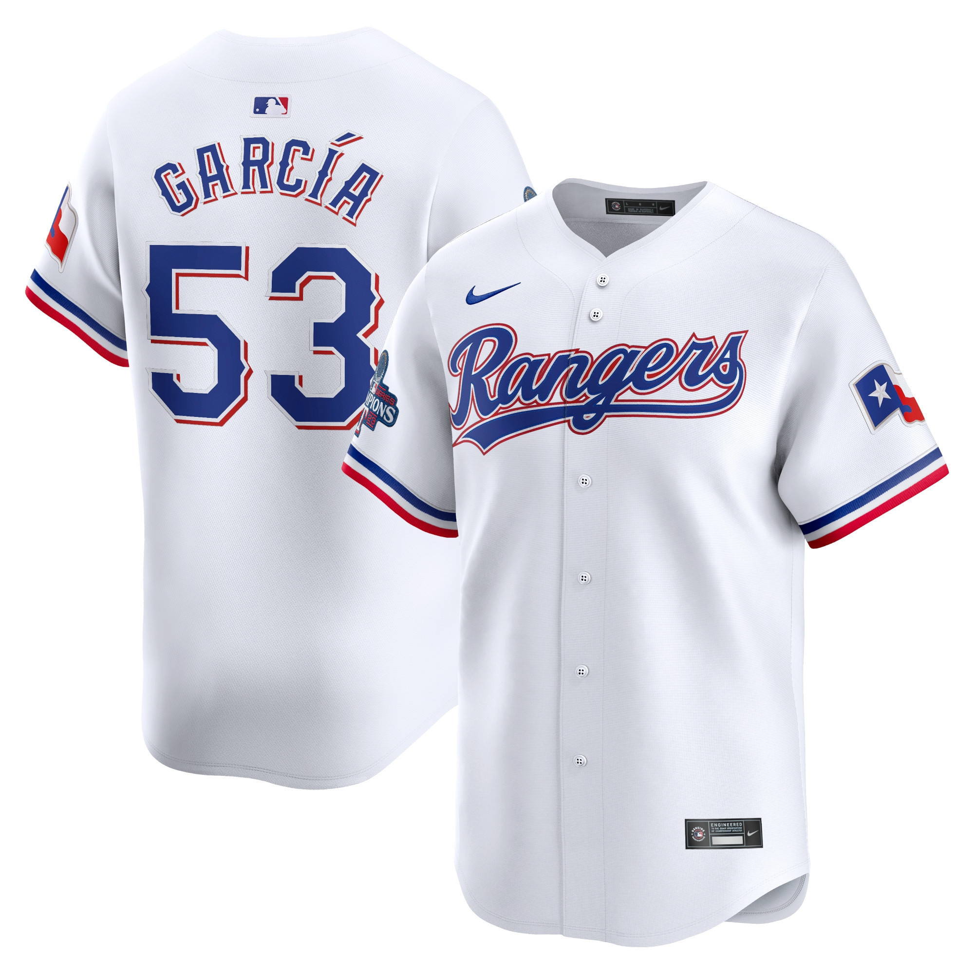 Adolis Garcia Texas Rangers Home 2023 World Series Champions Limited - White Jersey - All Stitched