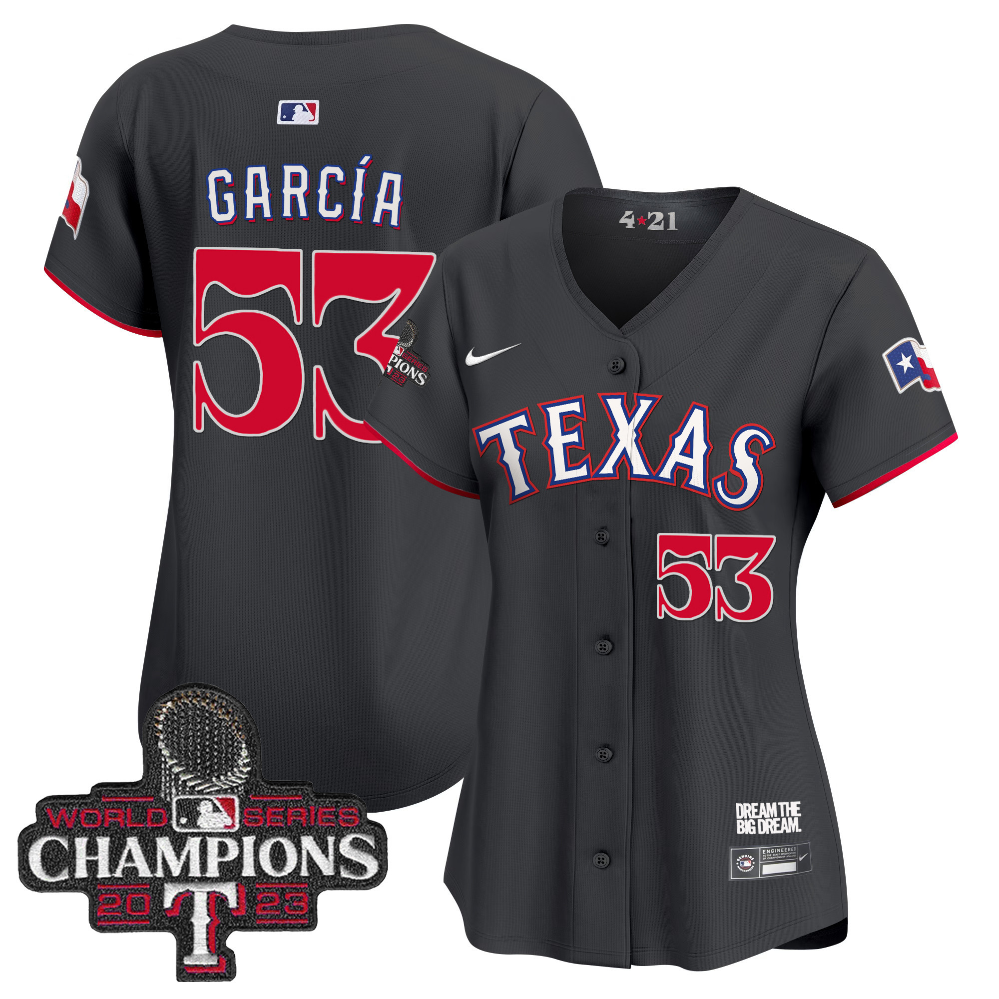 Adolis Garcia Women's Texas Rangers 2023 World Series Champions City Connect Vapor Premier Limited Black Jersey - All Stitched