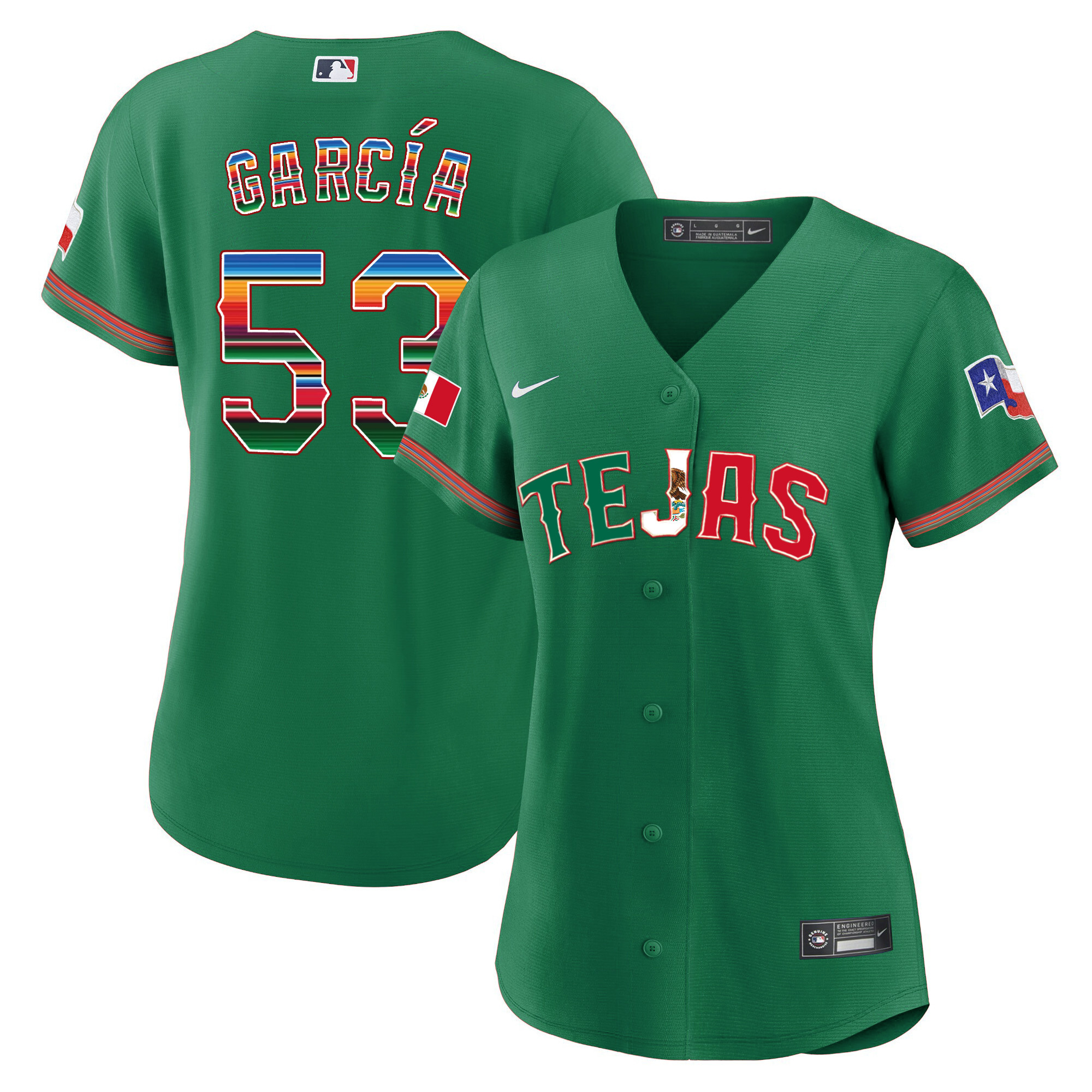 Adolis Garcia Women's Texas Rangers Mexico Flag Green Jersey - All Stitched