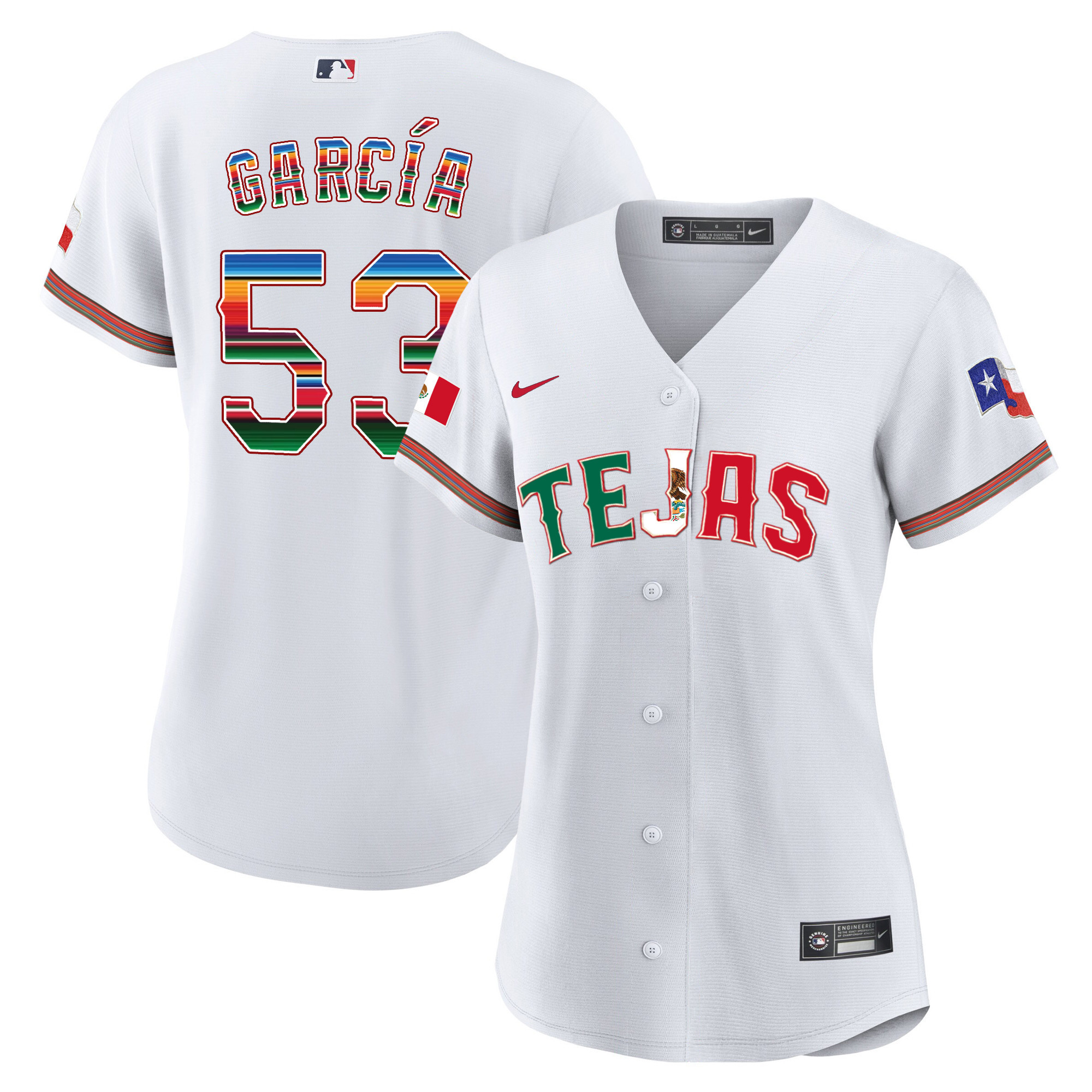 Adolis Garcia Women's Texas Rangers Mexico Flag White Jersey - All Stitched