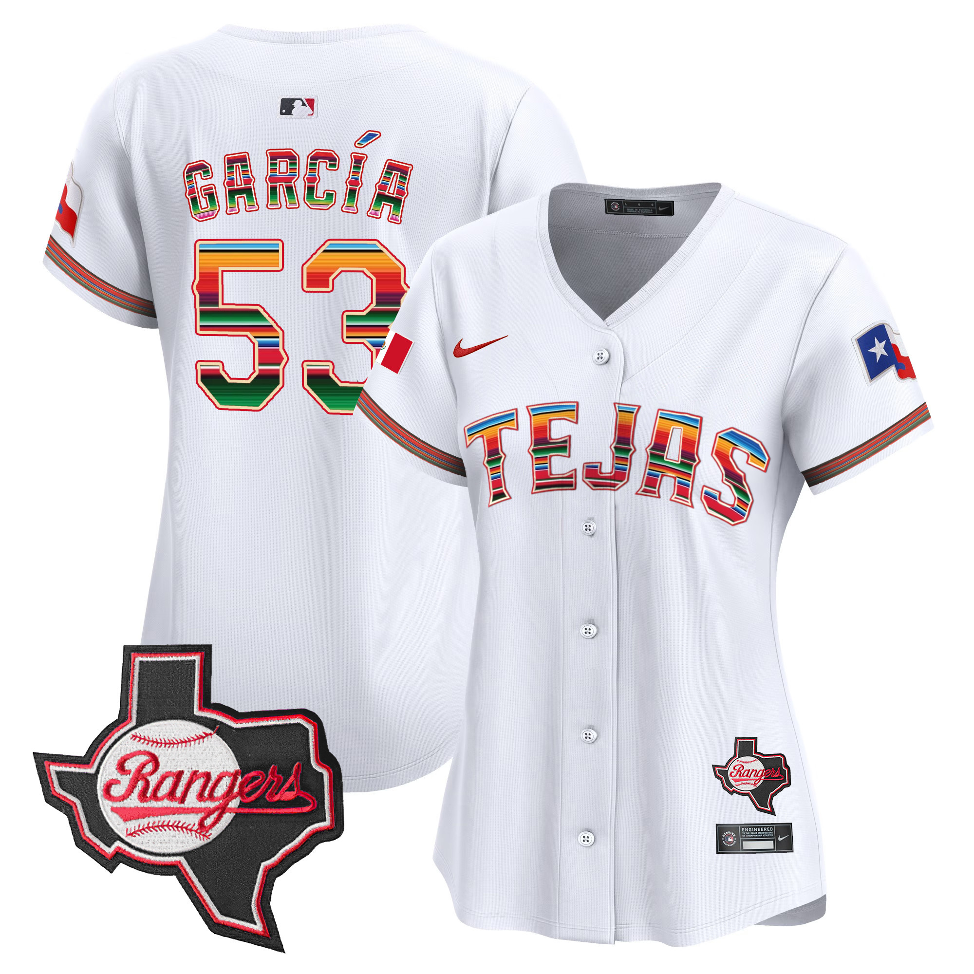 Adolis Garcia Women's Texas Rangers Mexico Texas Patch Vapor Premier Limited White Jersey - All Stitched