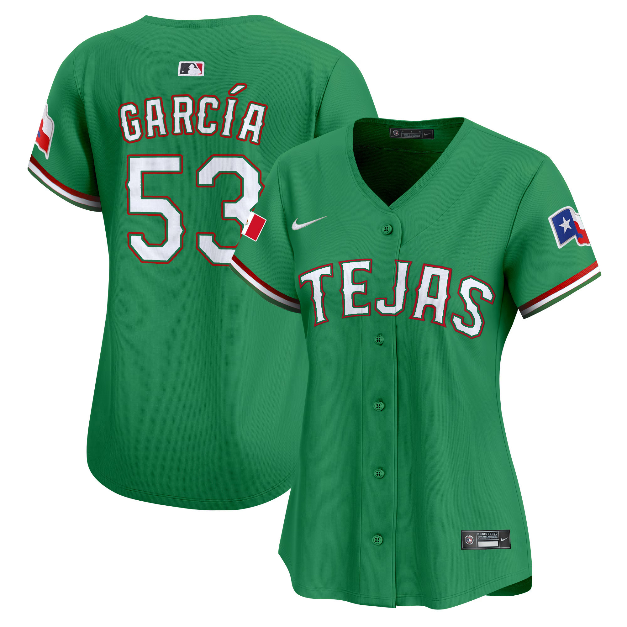 Adolis Garcia Women's Texas Rangers Mexico Vapor Premier Limited Green Jersey - All Stitched