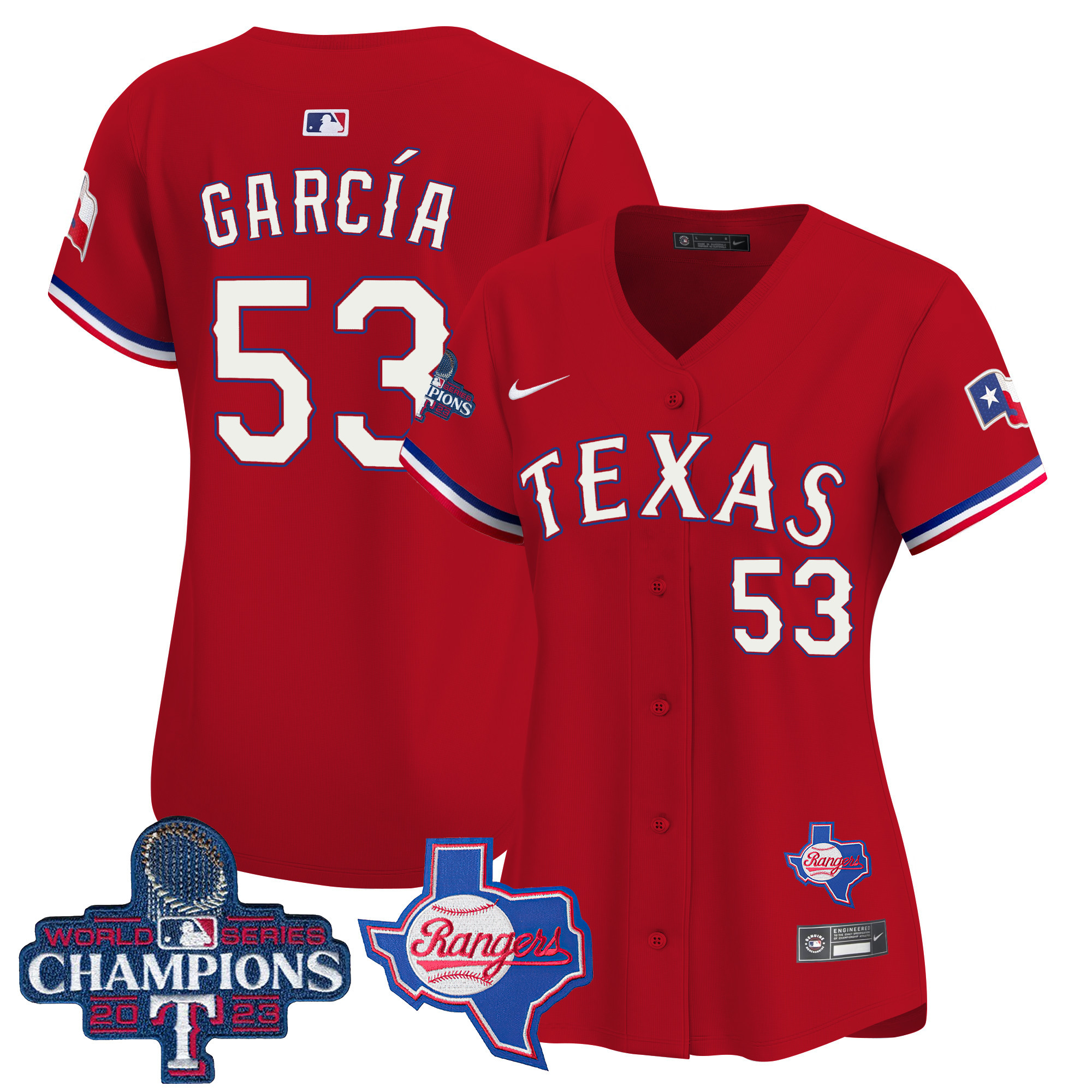 Adolis Garcia Women's Texas Rangers World Series Champions Vapor Premier Limited V2 Red Jersey - All Stitched