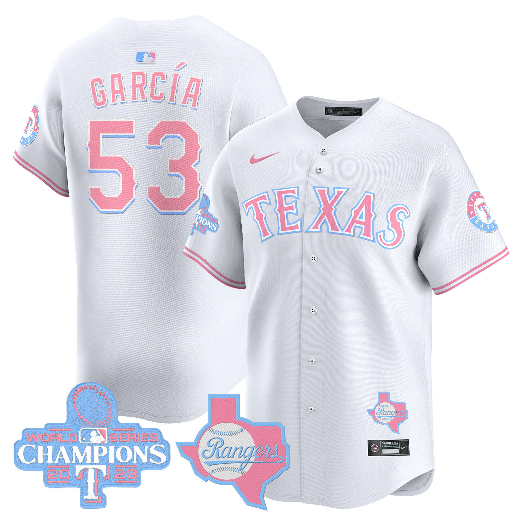 Adolis GarciaUnisex Texas Rangers Bubblegum Pink Vapor Premier Limited White Jersey - All Stitched