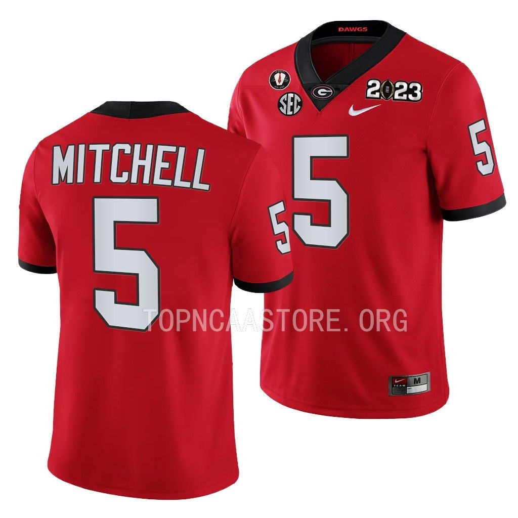 Adonai Mitchell Georgia Bulldogs 2023 National Championship #5 Jersey Men's Red College Playoff Uniform