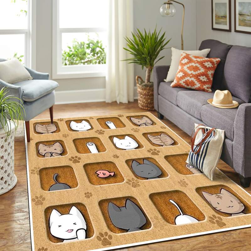 Adorable Kitty Mk Carpet Area Rectangle Rug