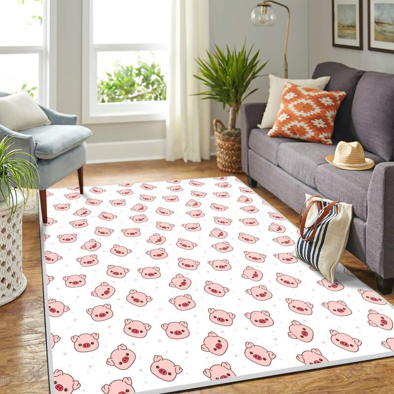 Adorable Pig Pattern Mk Carpet Area Rectangle Rug