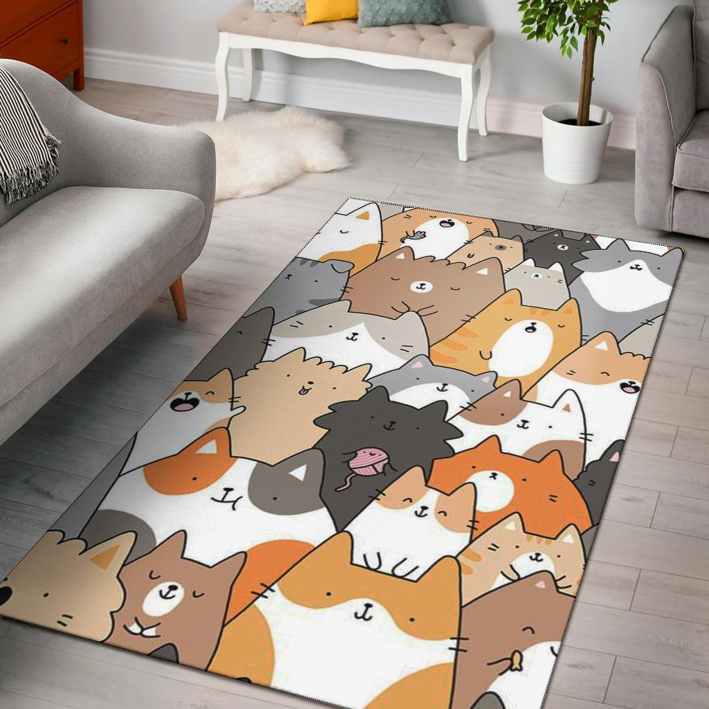 Adorable Pusheen Cat Area Rectangle Rug