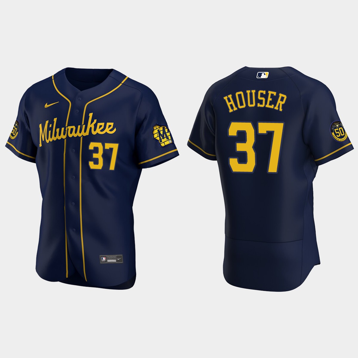 Adrian Houser Milwaukee Brewers Alternate Jersey – Navy