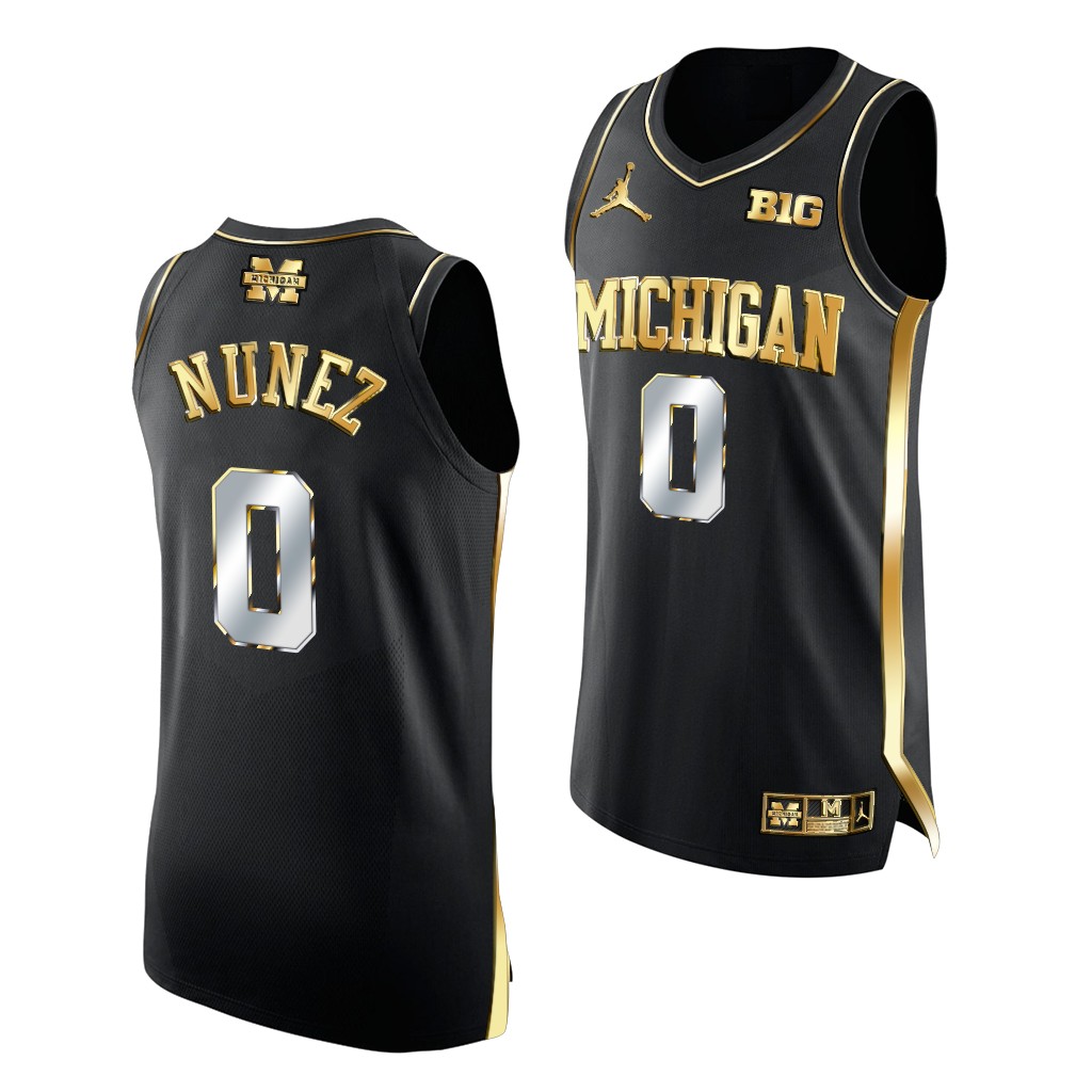 Adrien Nunez Michigan Wolverines 2021 March Madness Black Golden Jersey
