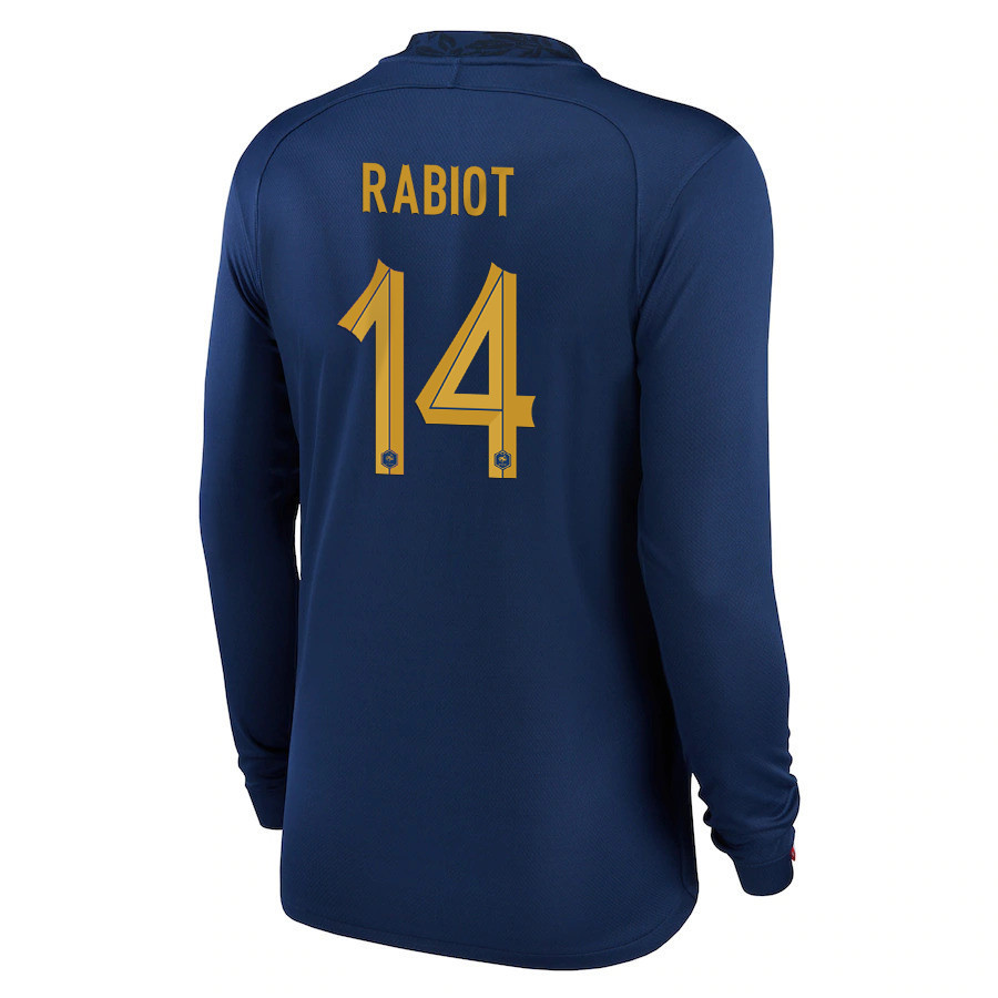 Adrien Rabiot 14 France National Team 2022-23 Qatar World Cup- Home Men Long Sleeve Soccer Jersey