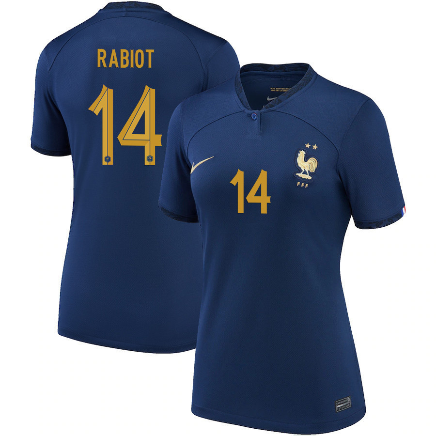 Adrien Rabiot 14 France National Team 2022-23 Qatar World Cup – Home Women Soccer Jersey, Midnight Navy