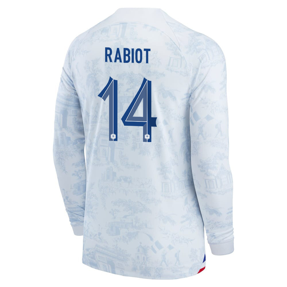 Adrien Rabiot 14 France National Team FIFA World Cup Qatar 2022 Patch – Men Away Long Sleeve Soccer Jersey