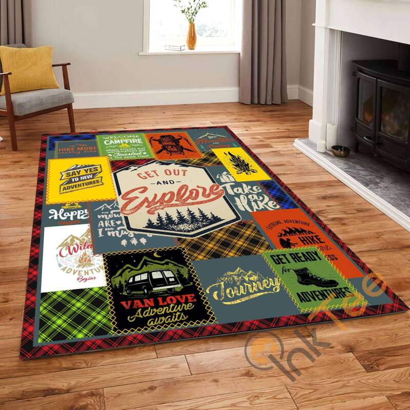Adventure Get Out And Explore Take A Hike Living Room Bedroom Family Rectangle Rug