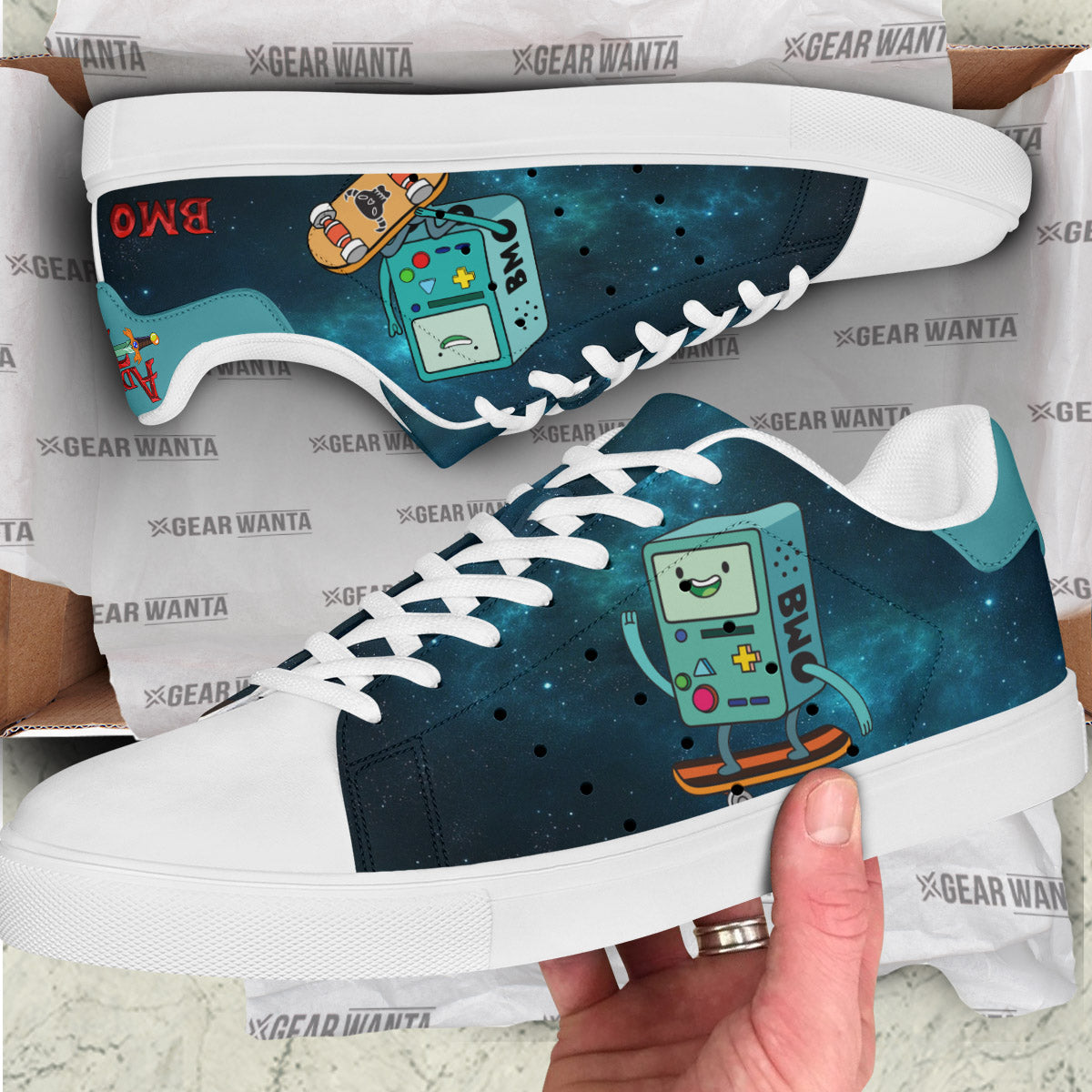 Adventure Time Bmo Galaxy Skate Shoes Custom