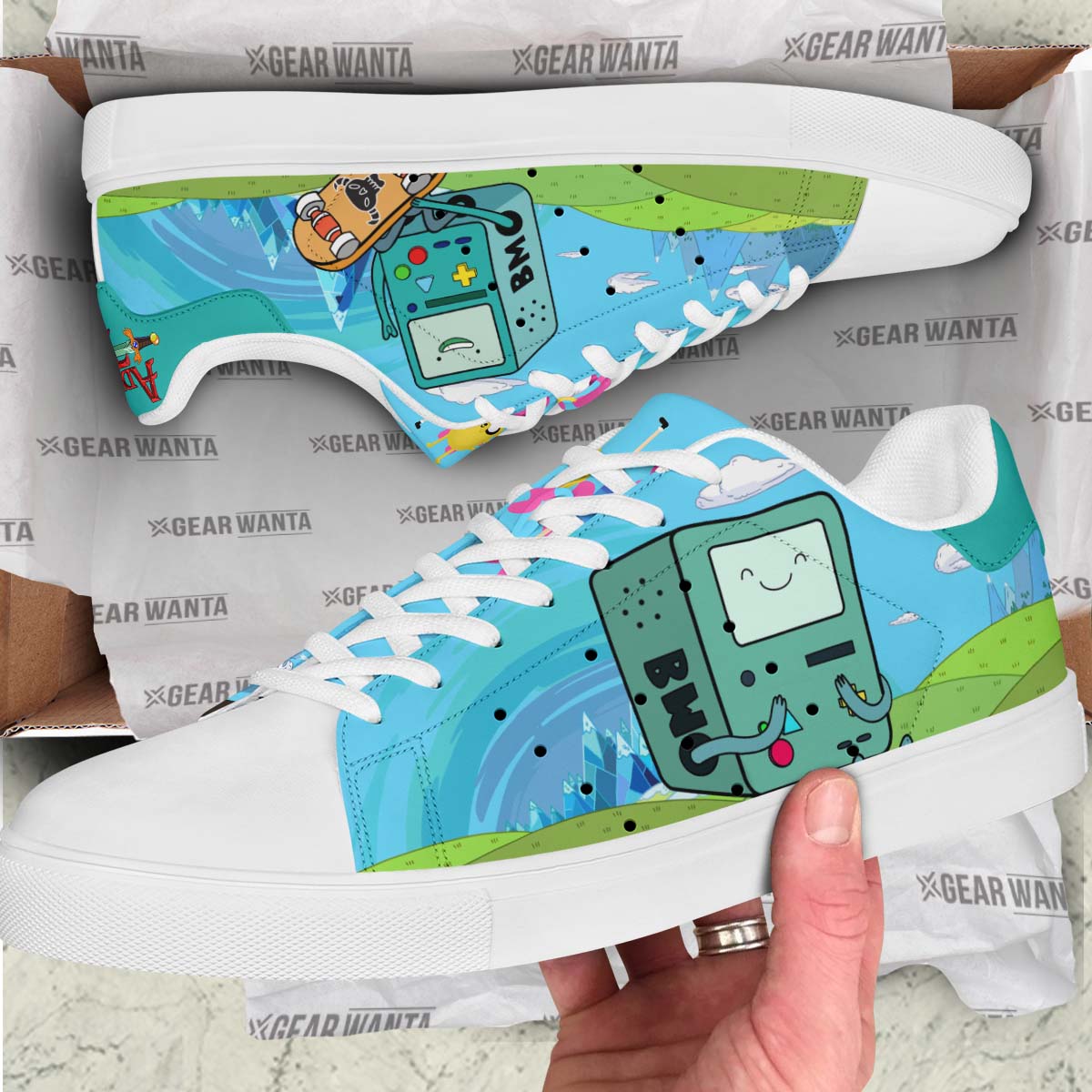 Adventure Time Bmo Land of Ooo Skate Shoes Custom